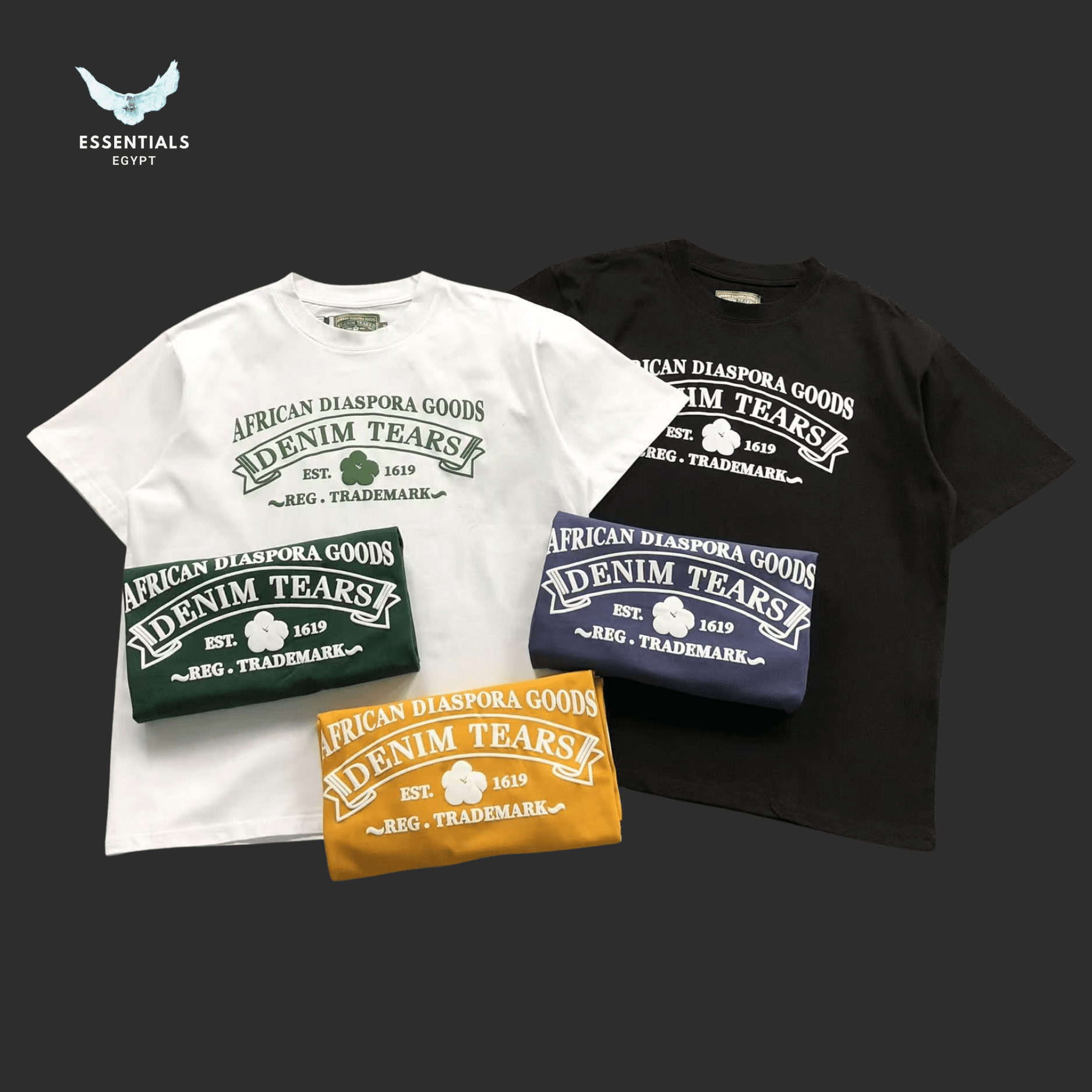 Denim Tears T-Shirt – Diaspora Goods Logo Print - ESSENTIALS EGYPT