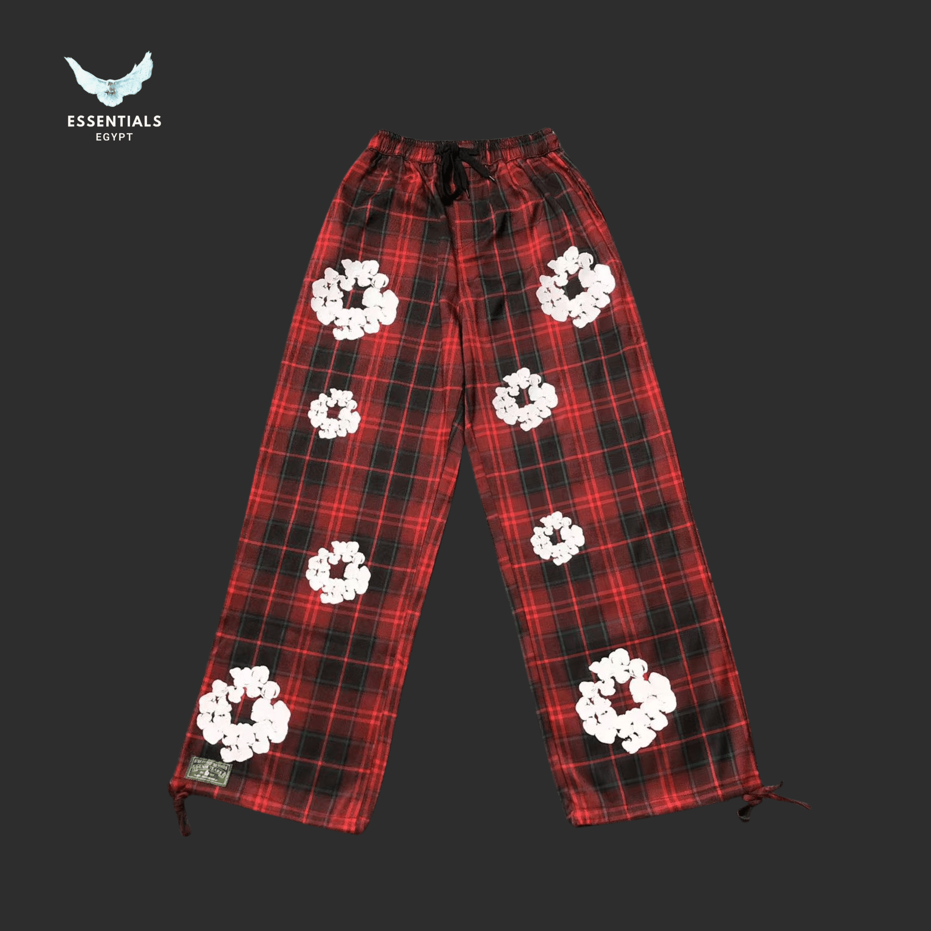 Denim Tears Trousers – Black Checkered Floral - ESSENTIALS EGYPT