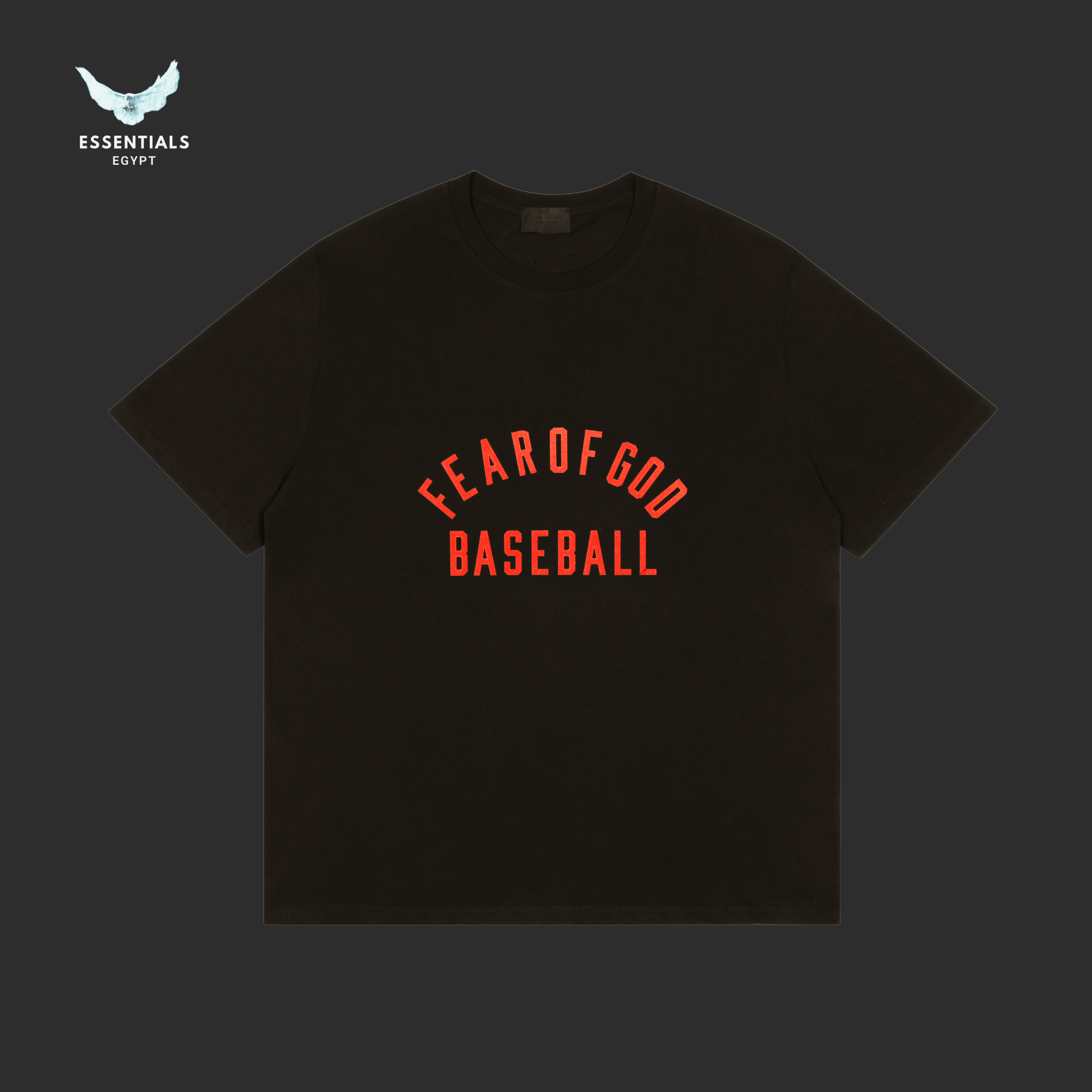 Essentials Fear of God T-Shirt – Baseball Logo (Black) - ESSENTIALS EGYPT