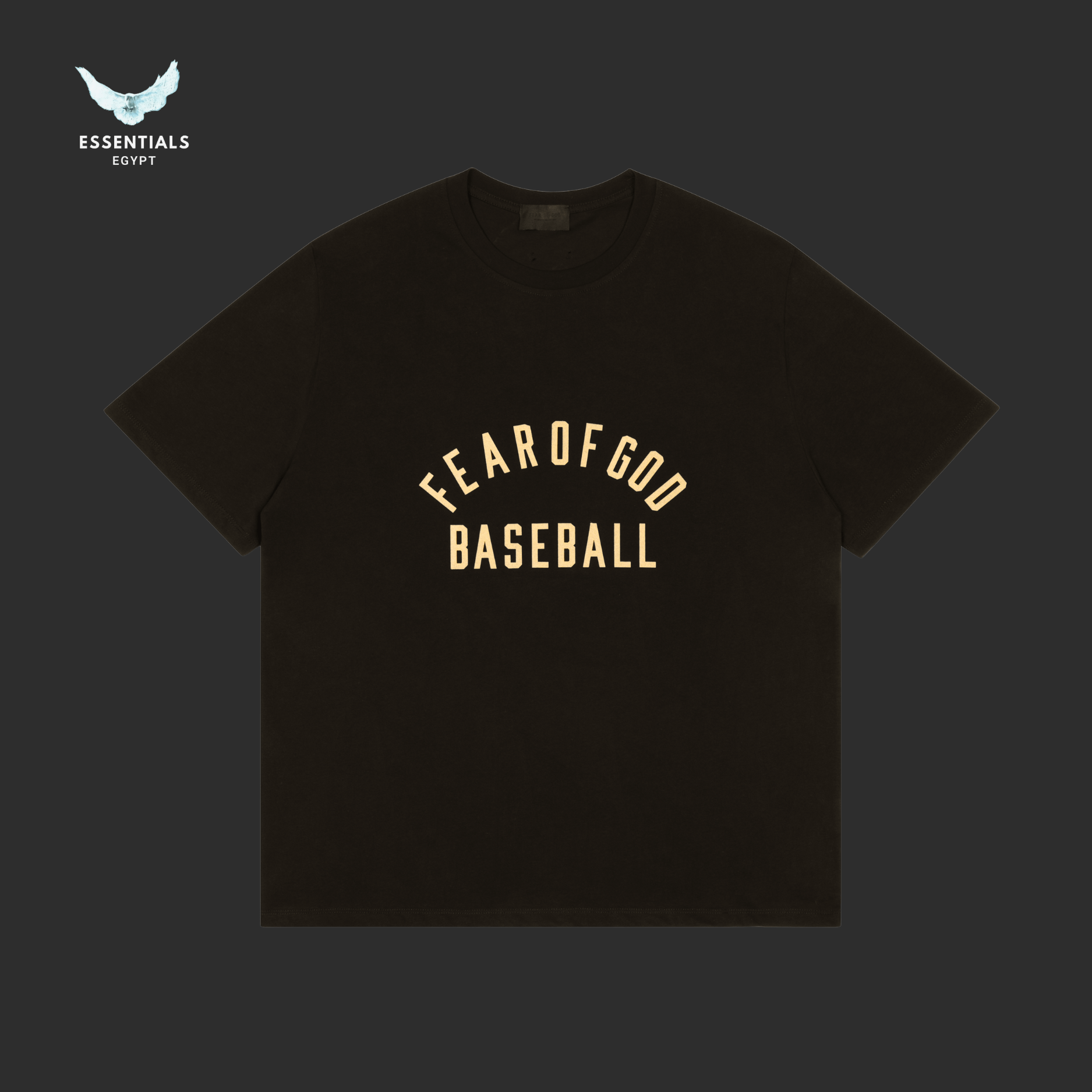Essentials Fear of God T-Shirt – Baseball Logo (Black) - ESSENTIALS EGYPT