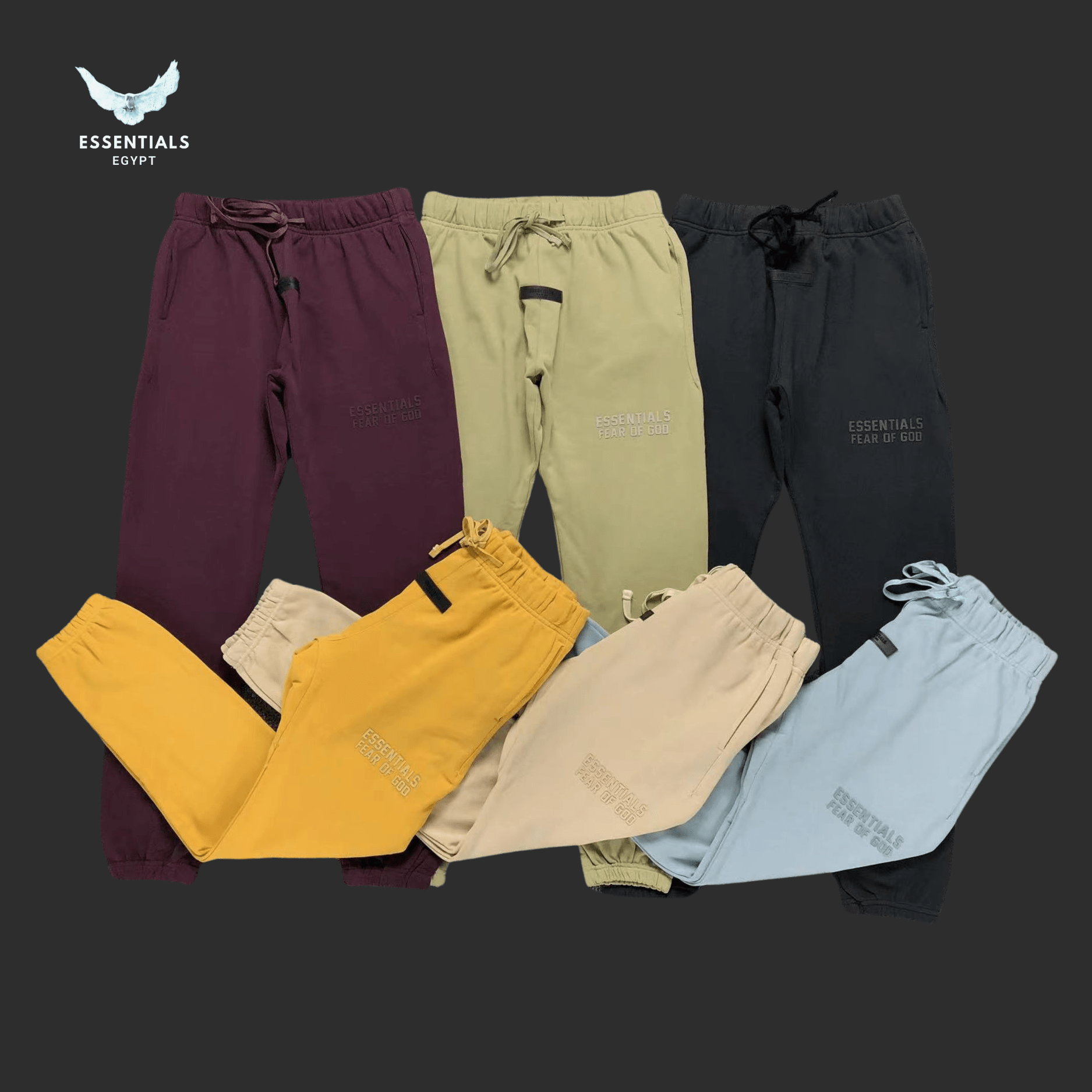 FOG TROUSERS Essentials Fear of God Trousers – Multi Logo Color Drop - ESSENTIALS EGYPT