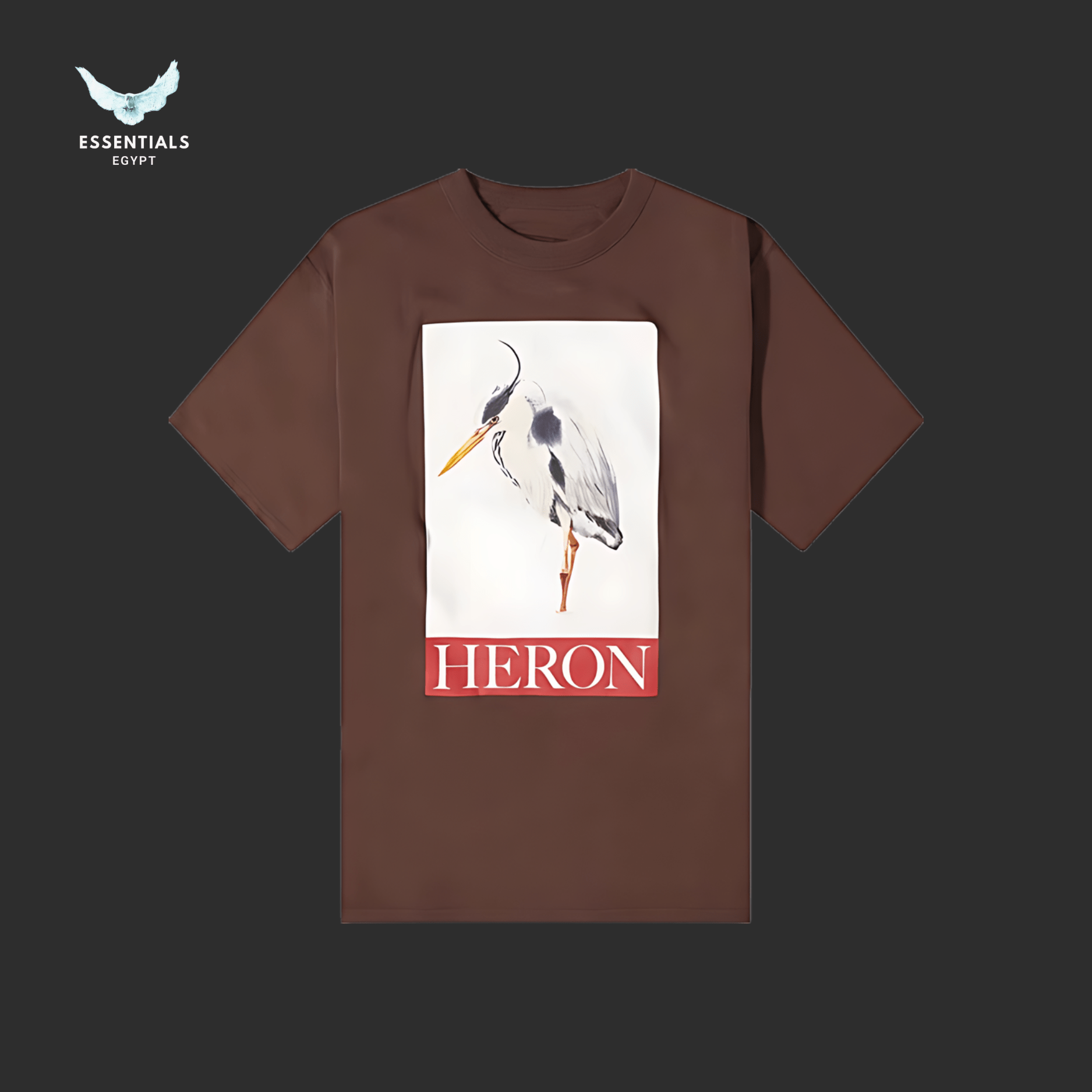 Heron Preston T-Shirt – Painted Heron (Brown) - ESSENTIALS EGYPT
