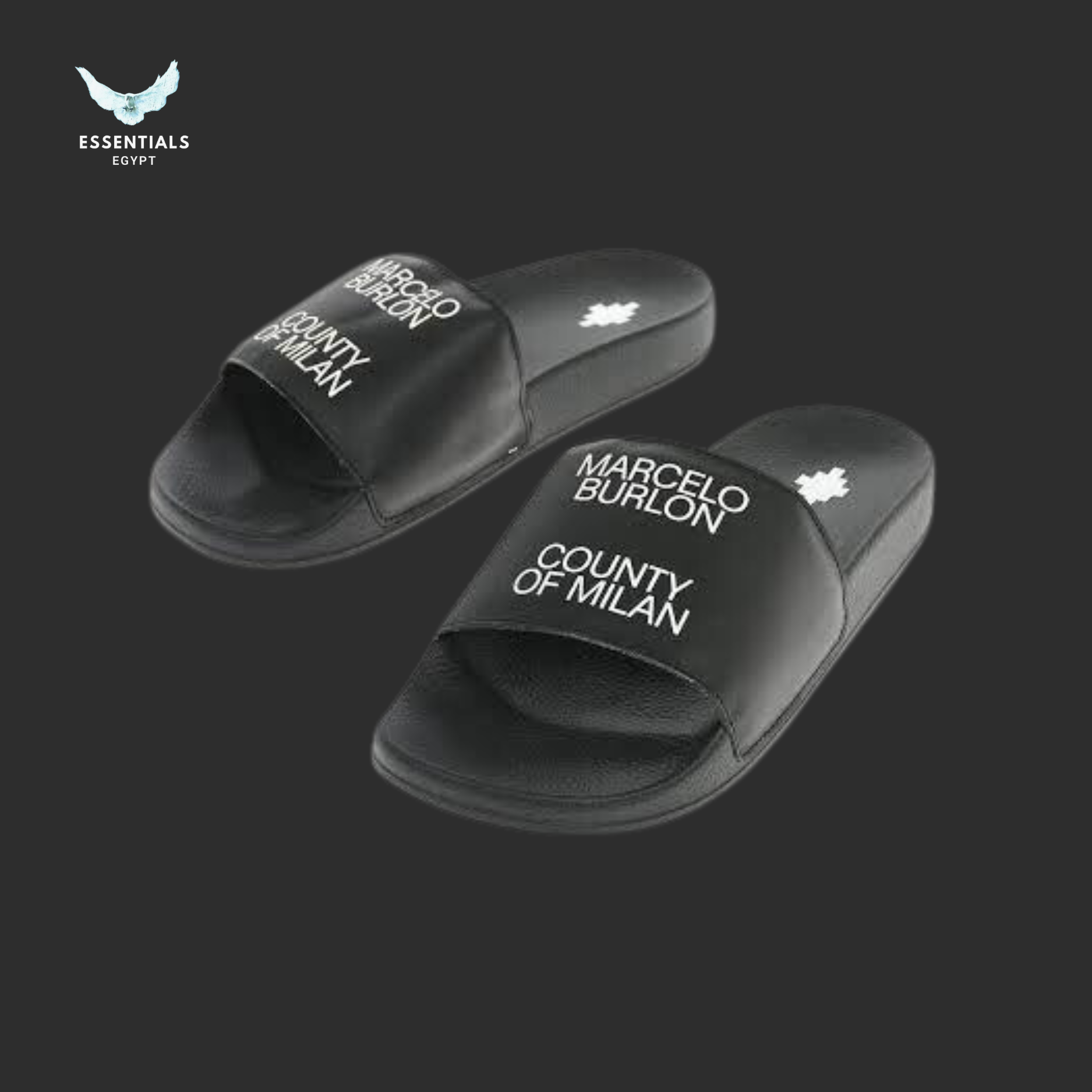 Marcelo Burlon Slides – County Logo Black & White - ESSENTIALS EGYPT