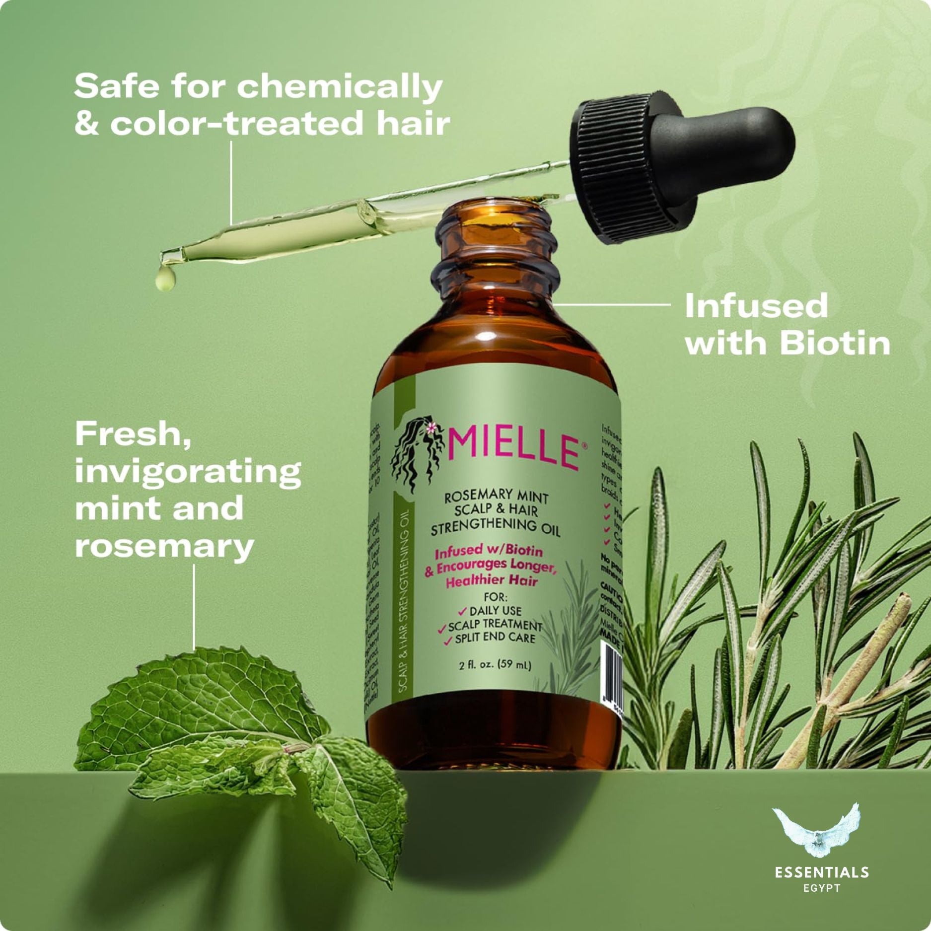 Mielle Rosemary & Mint Hair Oil – Strengthening Care - ESSENTIALS EGYPT