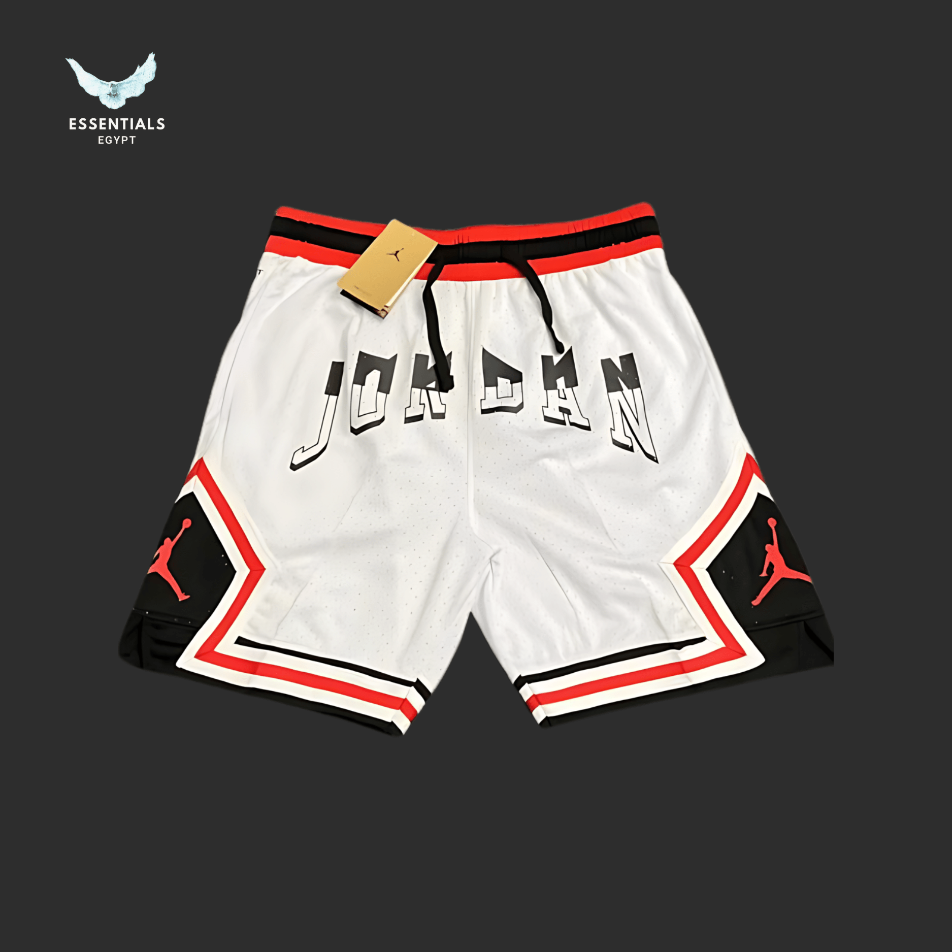 Jordan Dri - FIT Diamond Shorts – White/Black - ESSENTIALS EGYPT