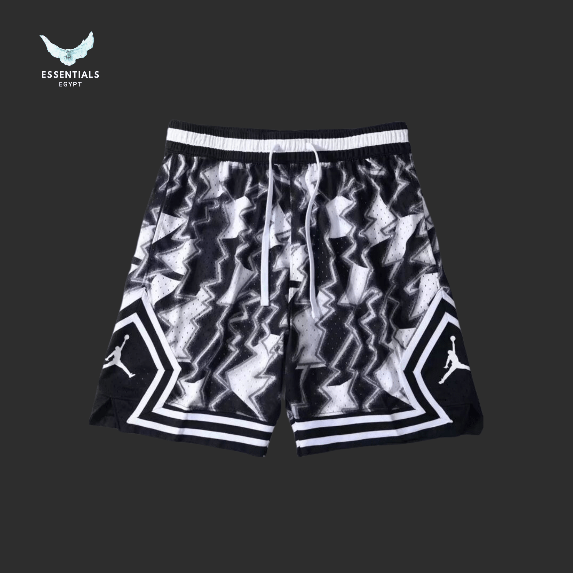 Jordan Diamond Shorts – Black & White - ESSENTIALS EGYPT