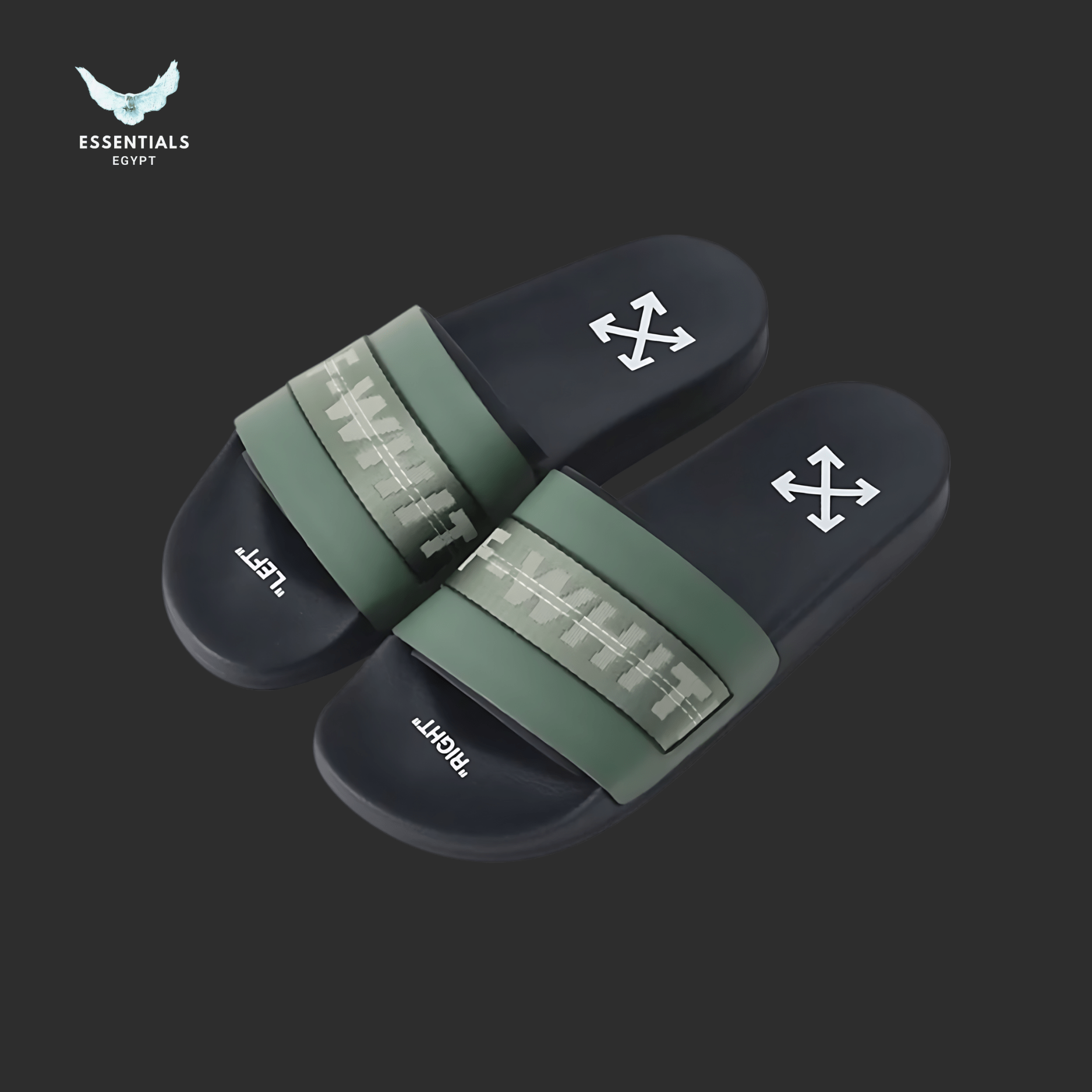 Off - White Industrial Slides – Green - ESSENTIALS EGYPT