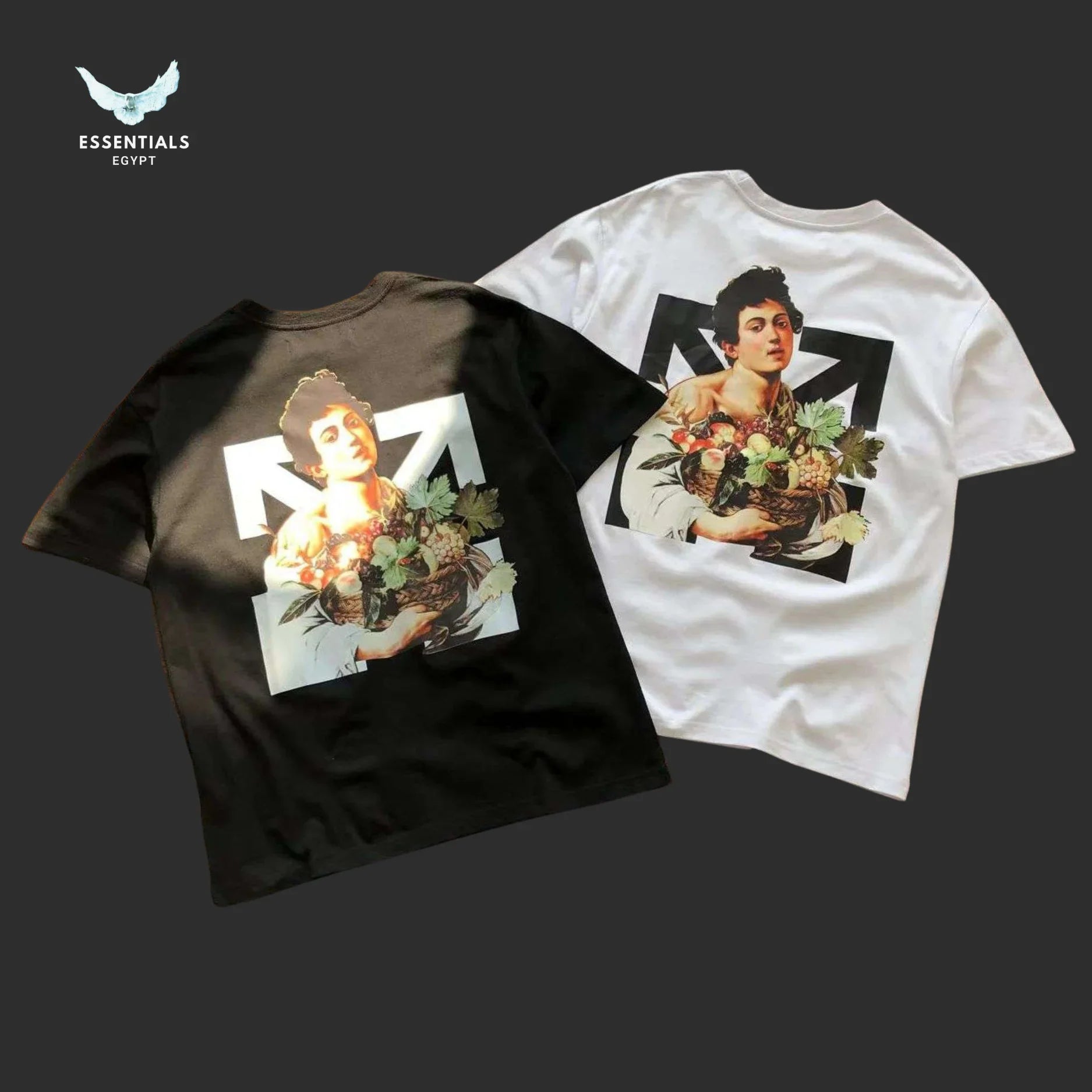 Off - White Caravaggio Boy Tee – White/Black - ESSENTIALS EGYPT