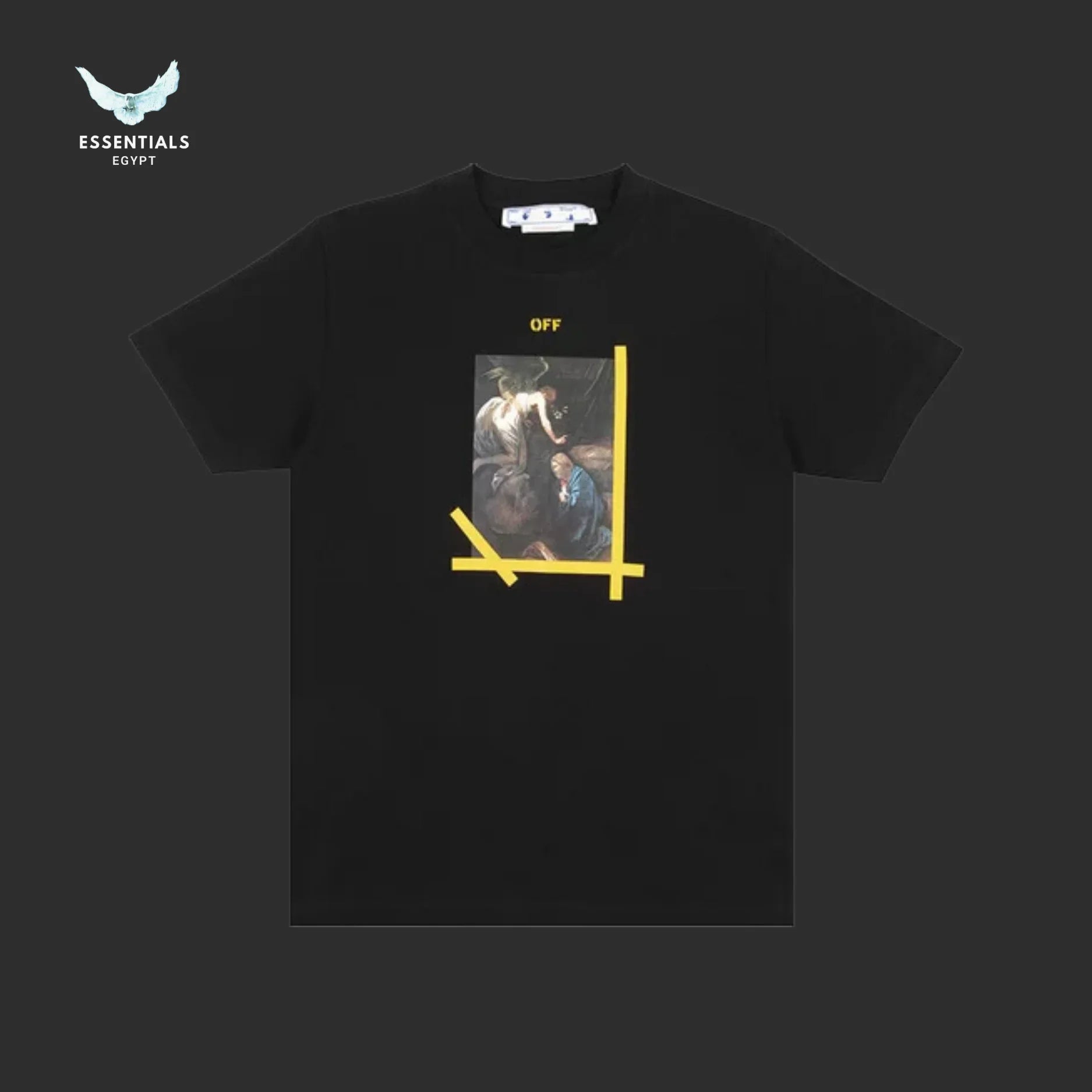 Off - White Caravaggio Print Tee – Black/White - ESSENTIALS EGYPT