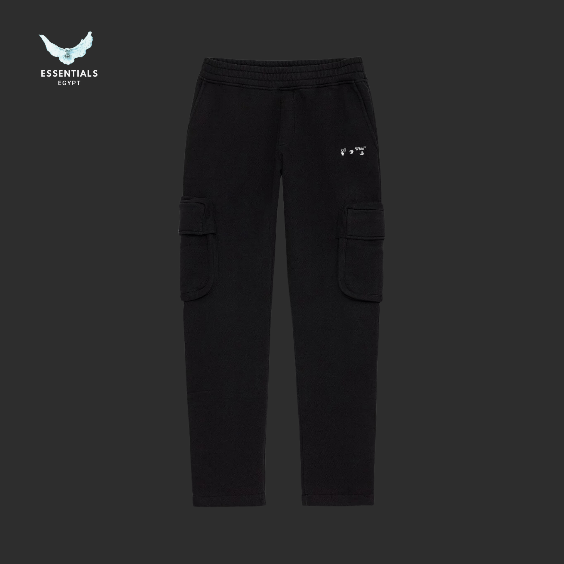 Off - White Logo Cargo Sweatpant – Black_White - ESSENTIALS EGYPT