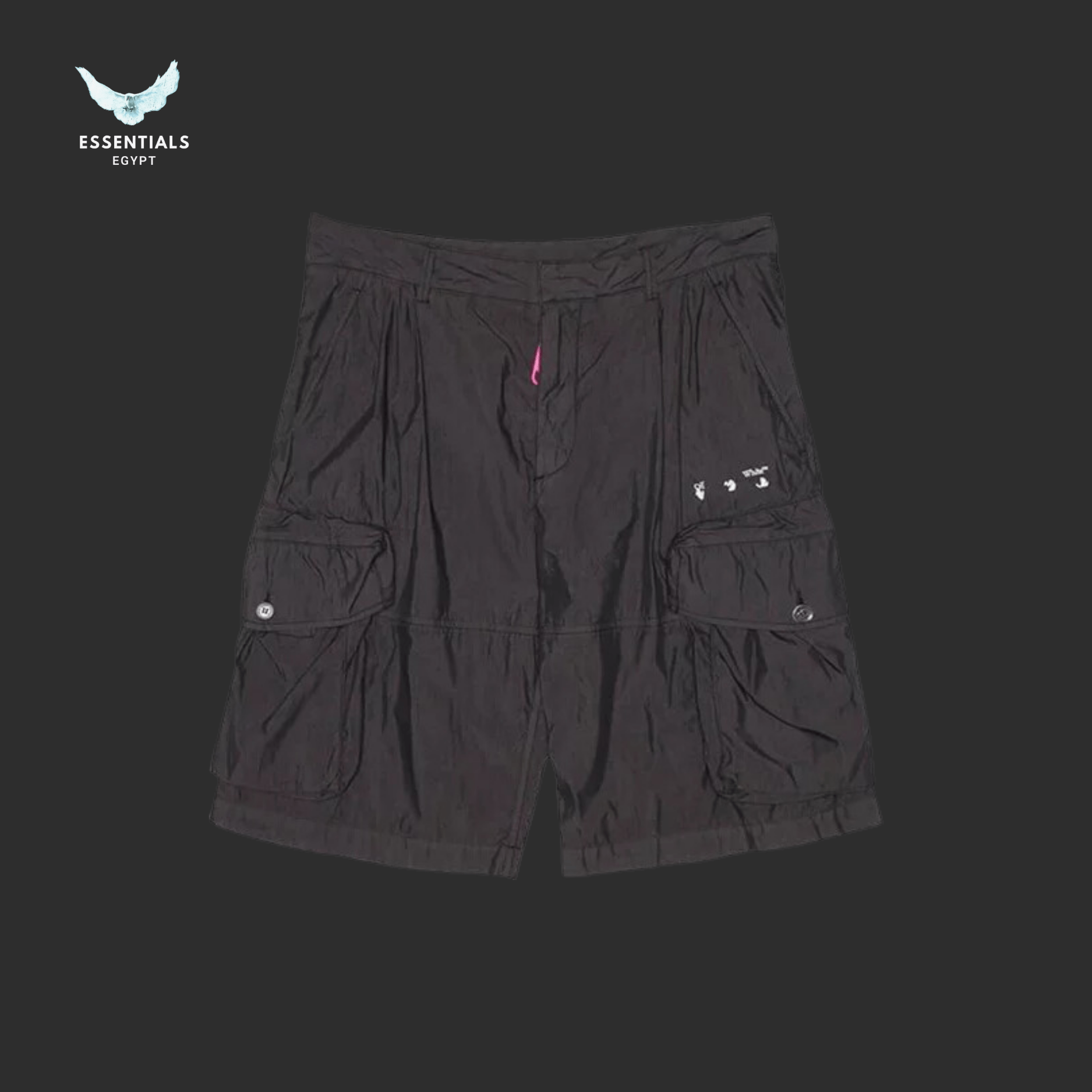 Off - White Logo Utility Shorts – Black_White - ESSENTIALS EGYPT