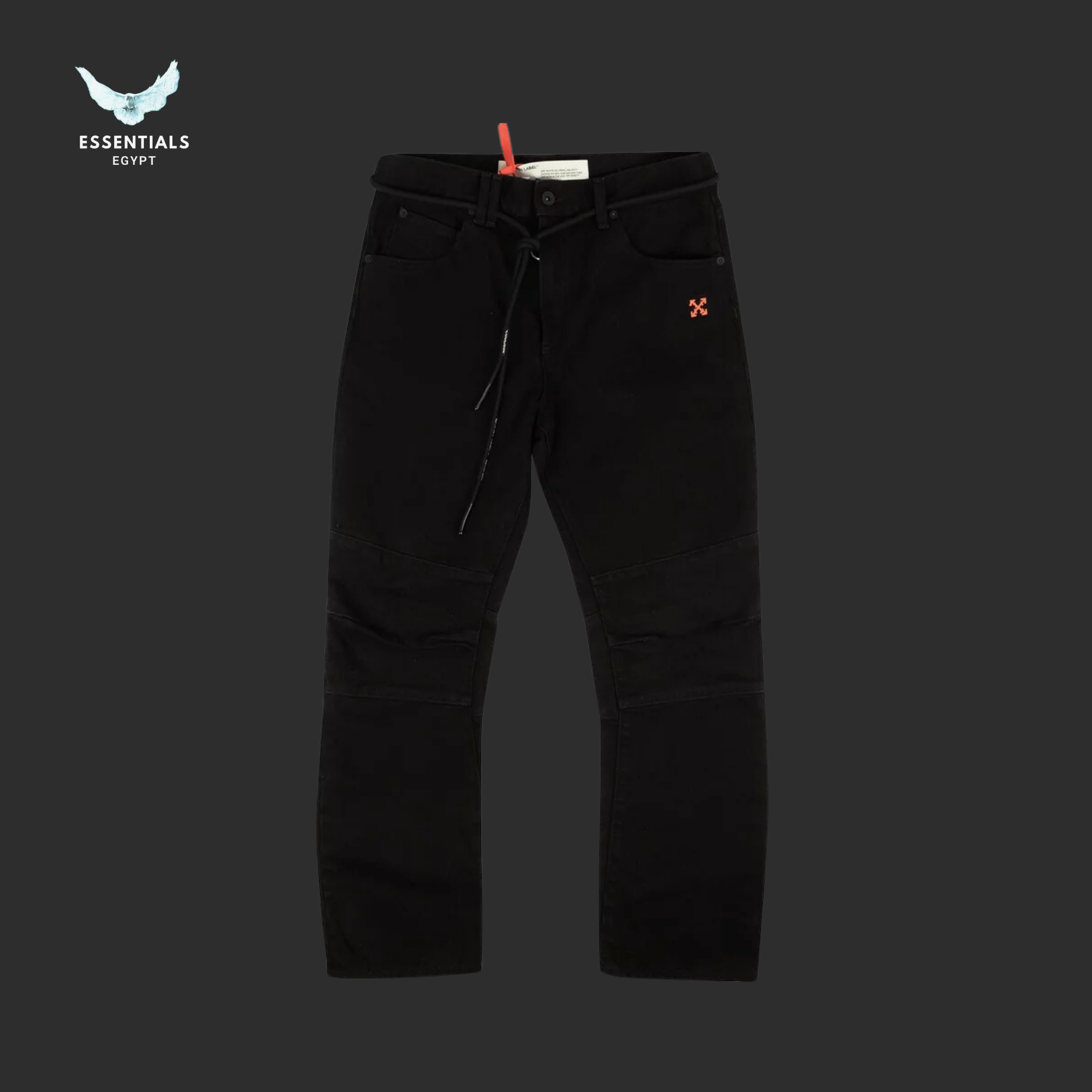 Off - White Slim Asymmetrical Jeans – Black - ESSENTIALS EGYPT