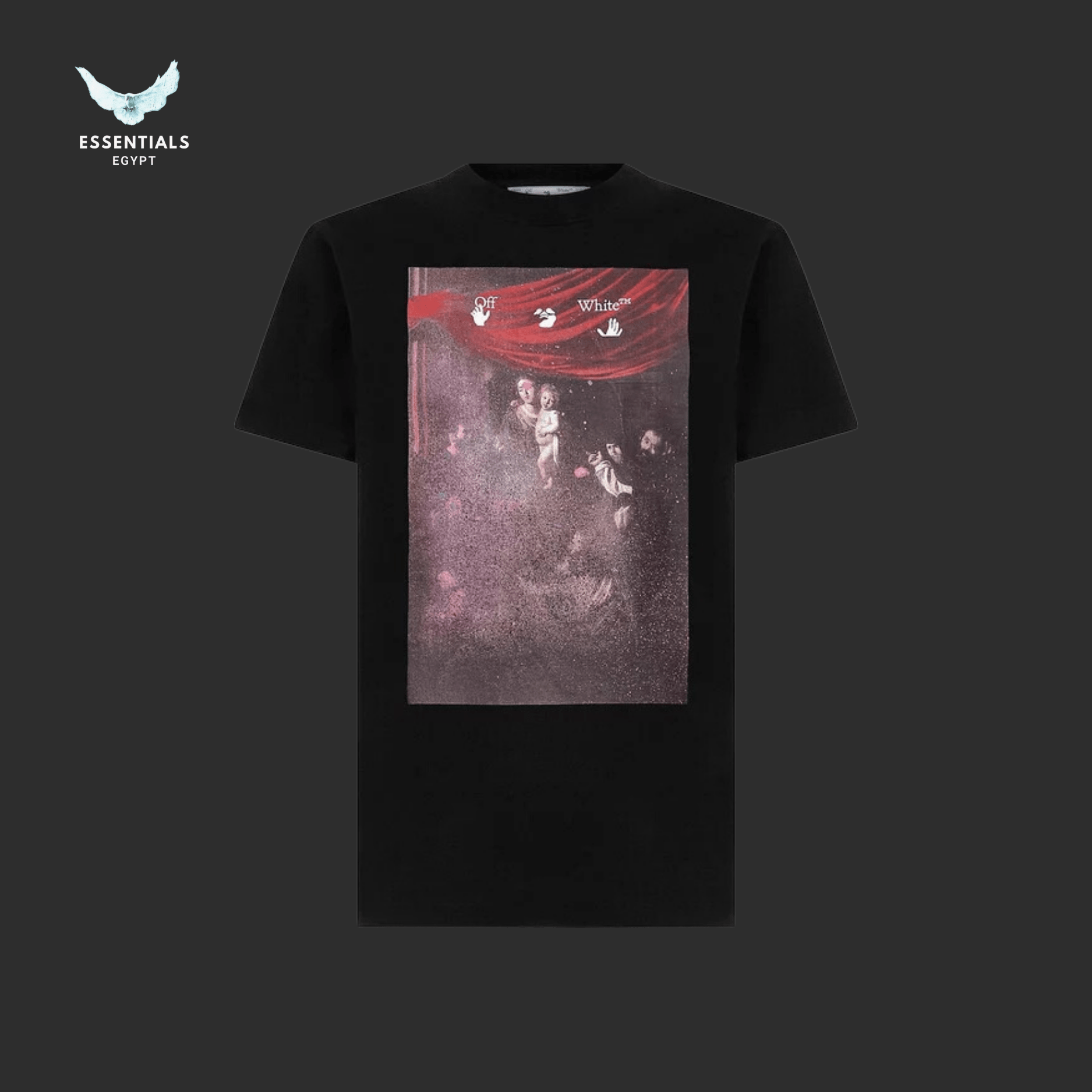 Off - White Sprayed Caravaggio Tee – Black - ESSENTIALS EGYPT