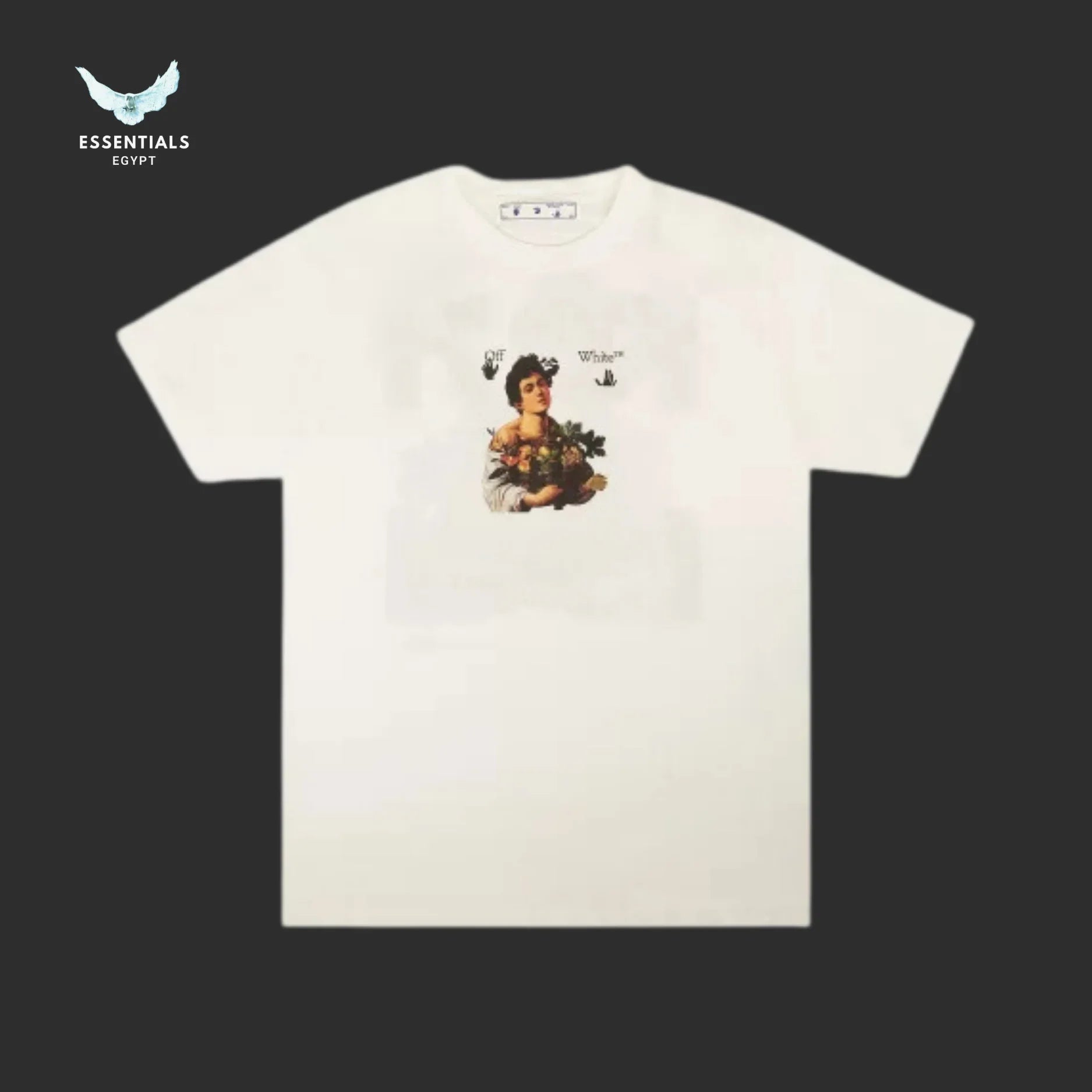 Off - White Caravaggio Boy Tee – White/Black - ESSENTIALS EGYPT
