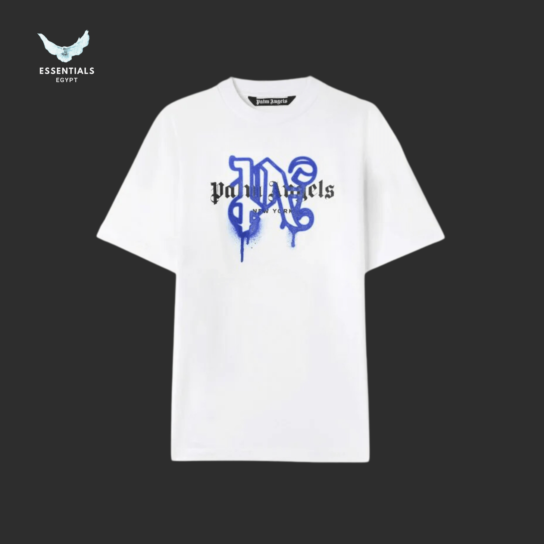 Palm Angels T-Shirt – Spray City LA (White/Blue) - ESSENTIALS EGYPT
