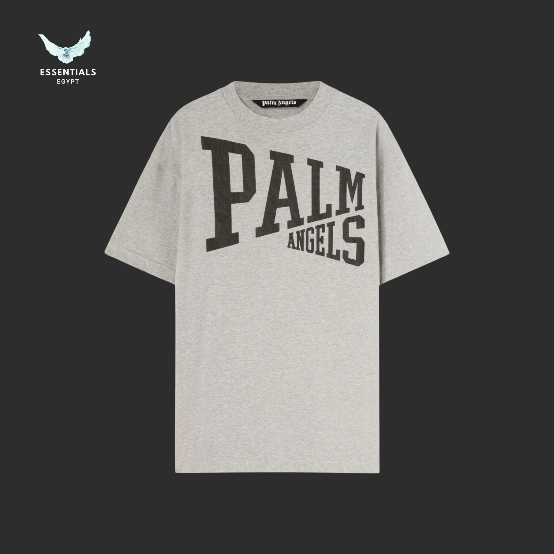 Palm Angels T-Shirt – Logo Print (Grey) - ESSENTIALS EGYPT