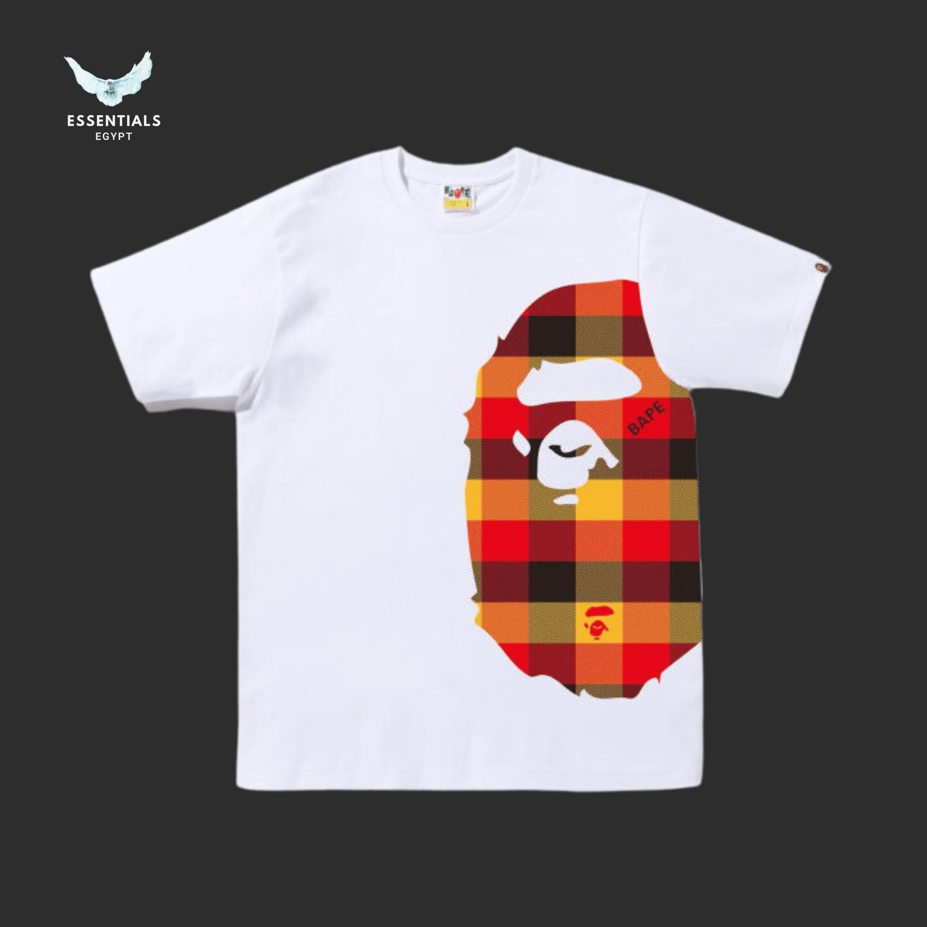 BAPE Block Check Side Big Ape Head Tee - ESSENTIALS EGYPT