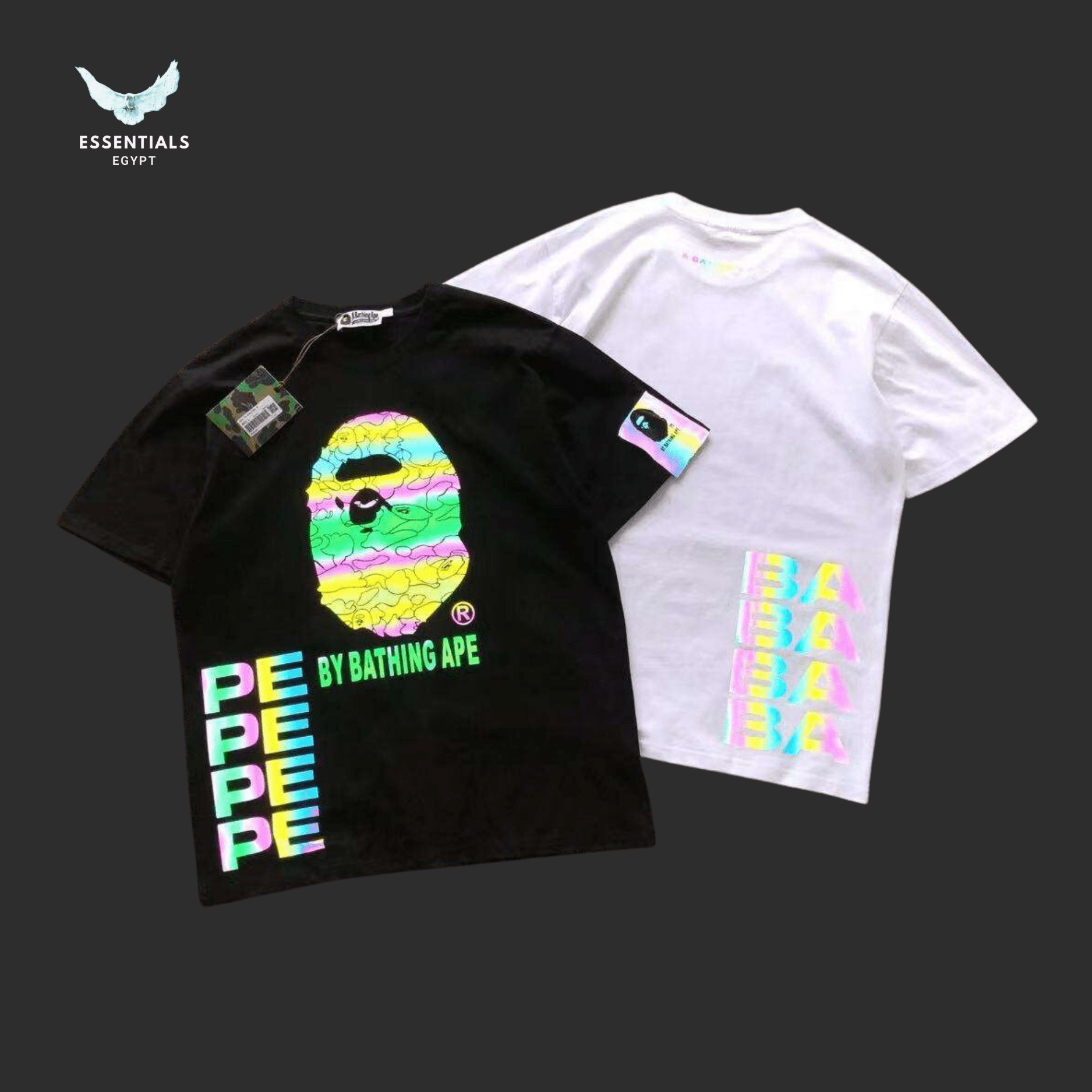 Bathing Ape Shirt Casual Summer Round Neck (Holographic) - ESSENTIALS EGYPT
