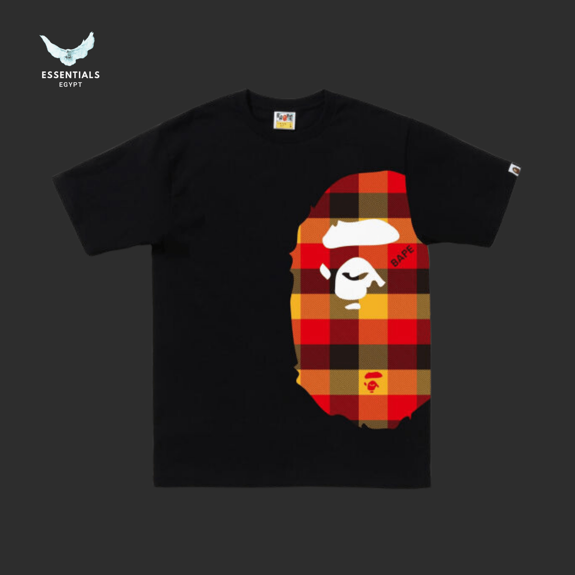 BAPE Block Check Side Big Ape Head Tee - ESSENTIALS EGYPT