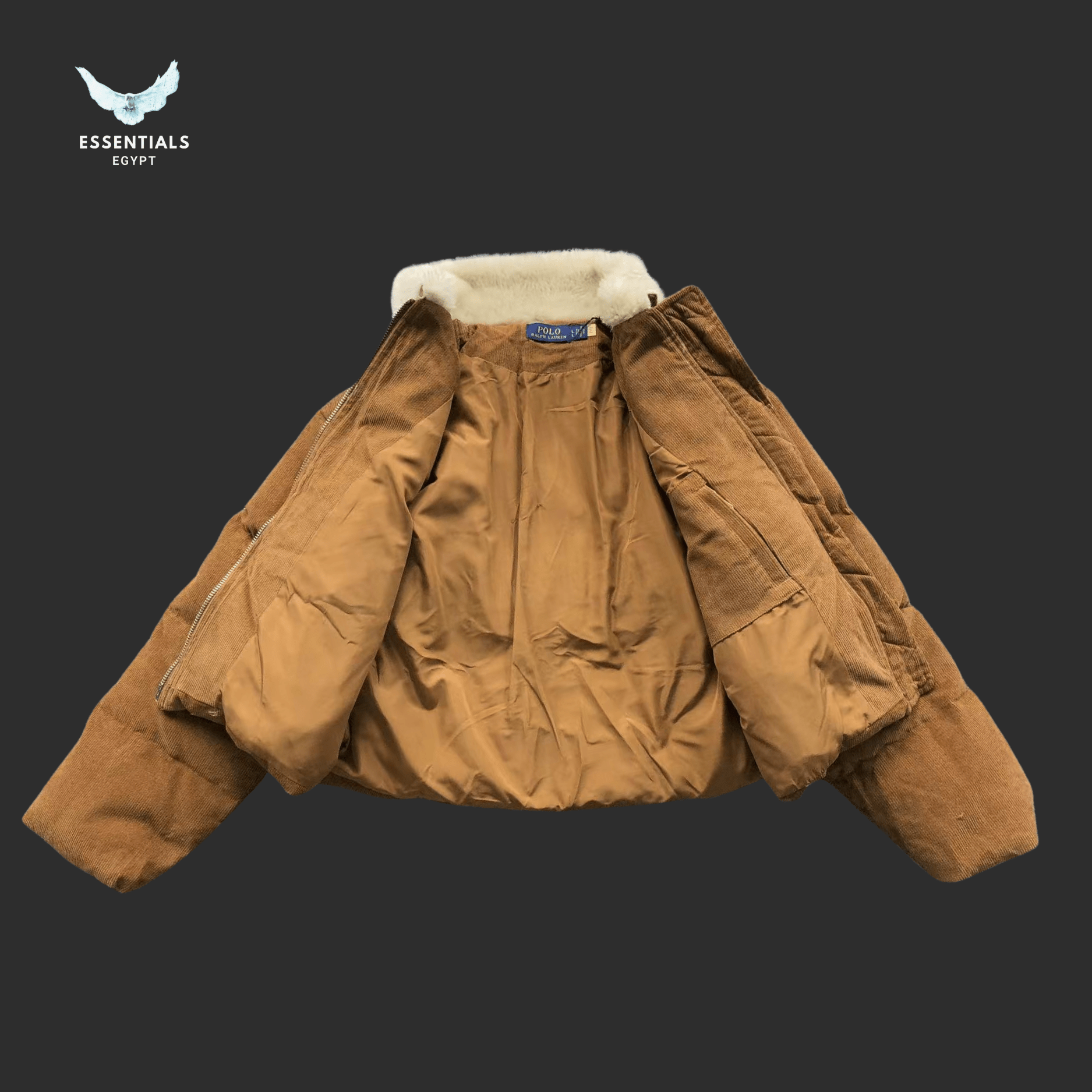 Ralph Lauren Down Jacket – Shearling Collar Brown - ESSENTIALS EGYPT