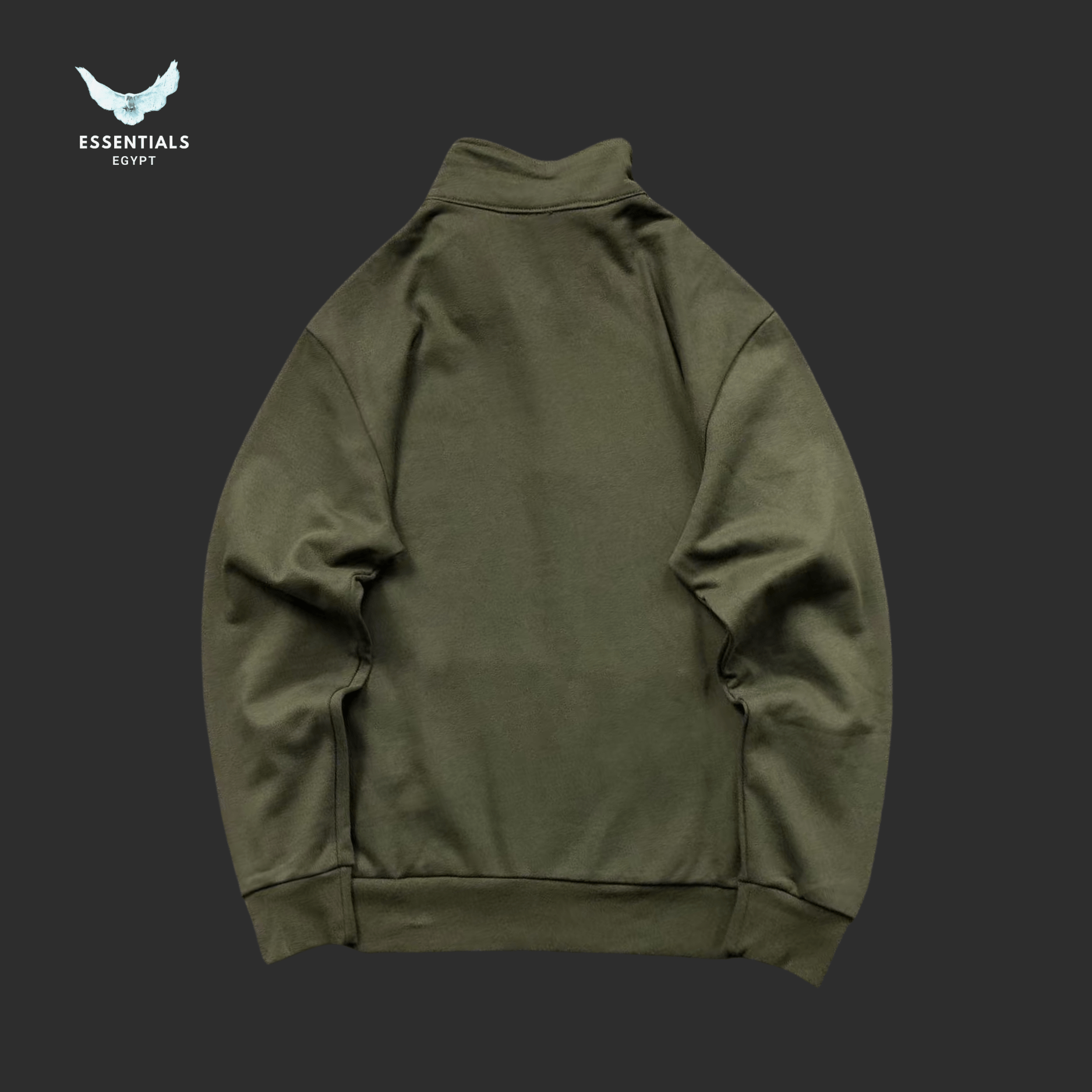 Ralph Lauren Polo Collar Sweatshirt – Olive & Beige - ESSENTIALS EGYPT