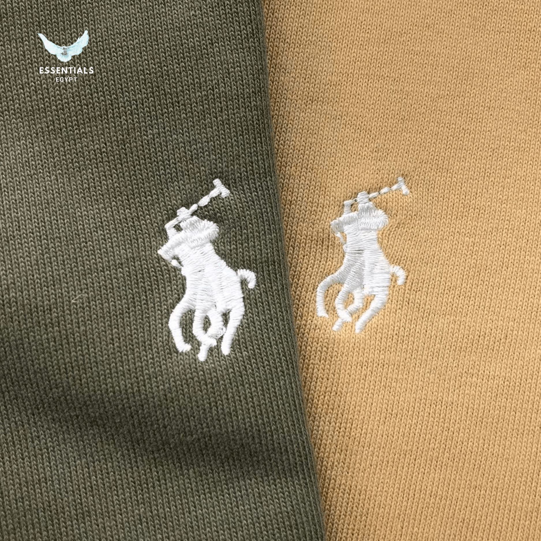 Ralph Lauren Polo Collar Sweatshirt – Olive & Beige - ESSENTIALS EGYPT