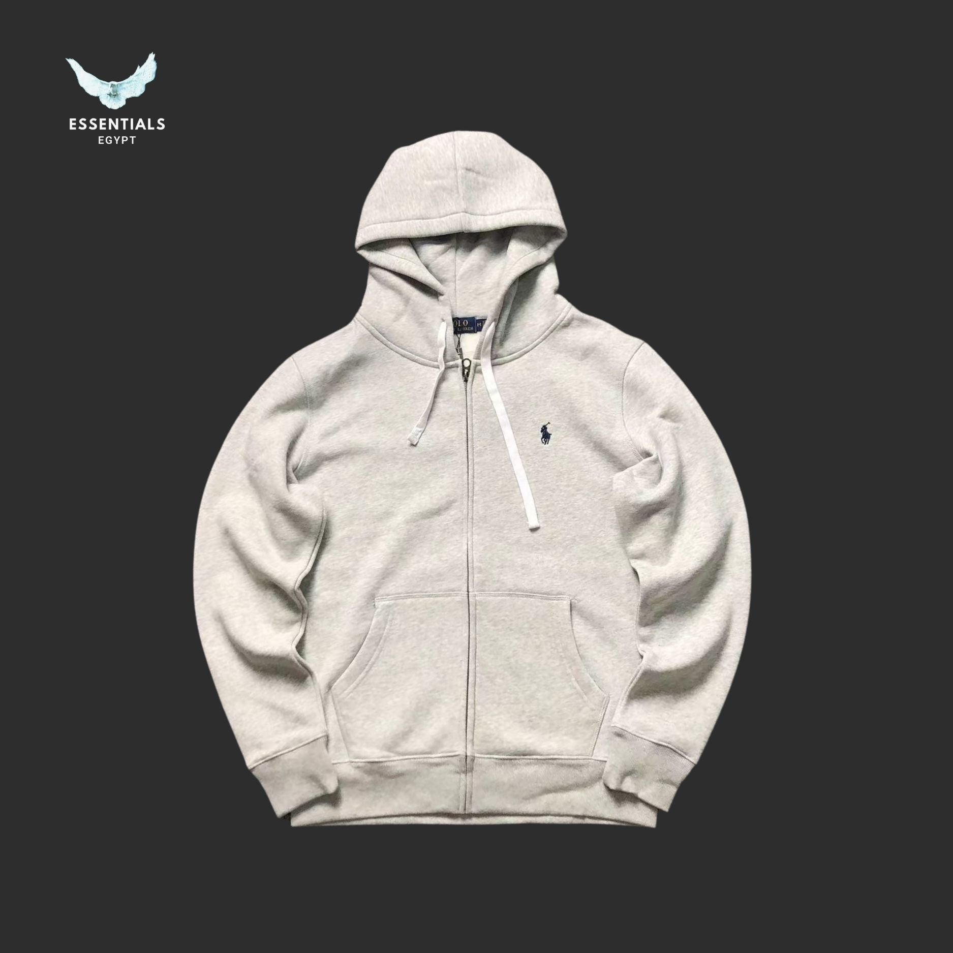 Ralph Lauren Hoodie – Light Grey Classic Edition - ESSENTIALS EGYPT