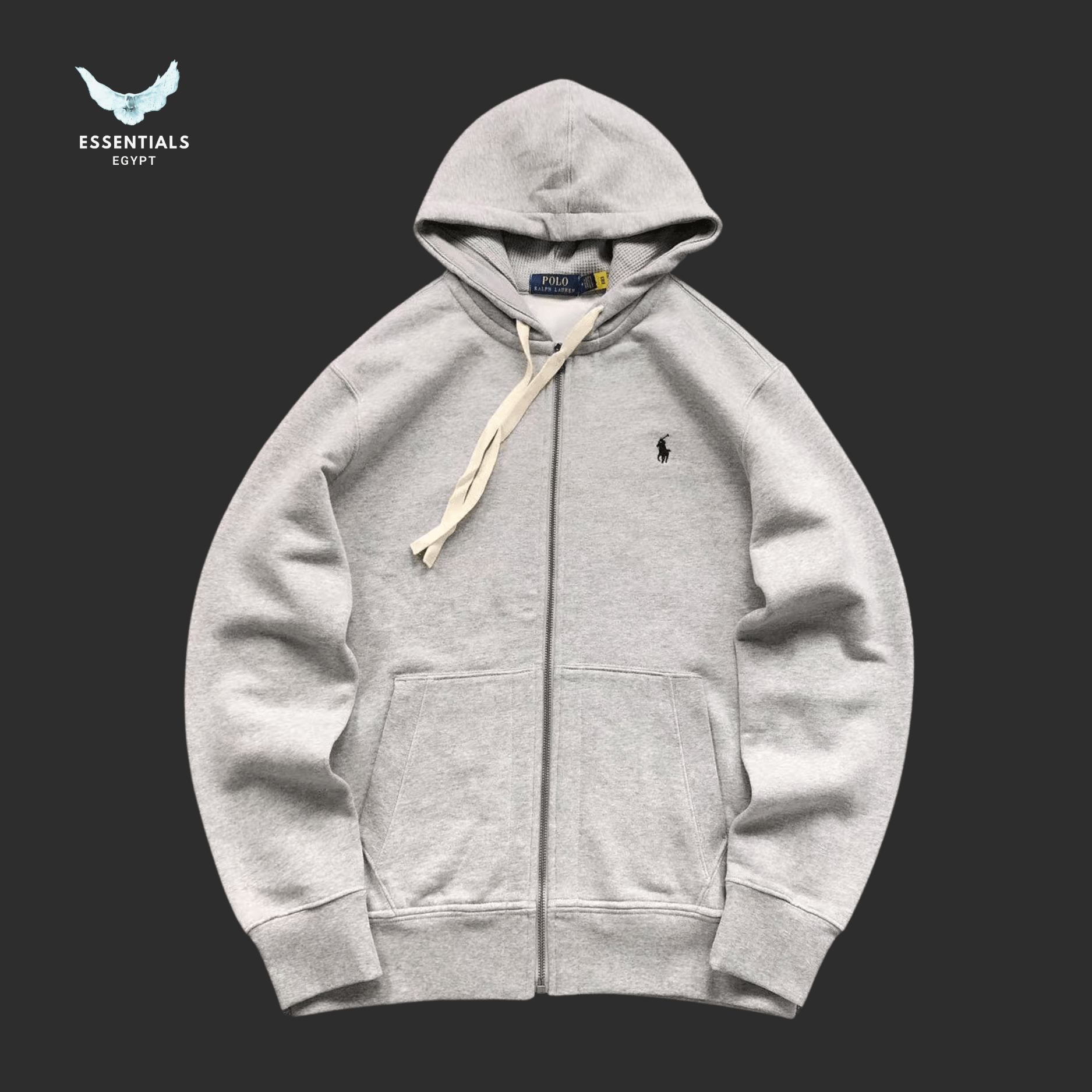 Ralph Lauren Zip Hoodie – Grey & Black - ESSENTIALS EGYPT