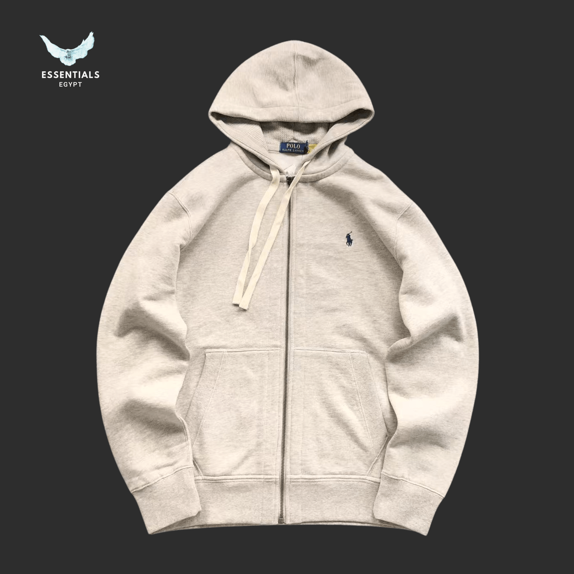 Ralph Lauren Zip Hoodie – Grey & Black - ESSENTIALS EGYPT