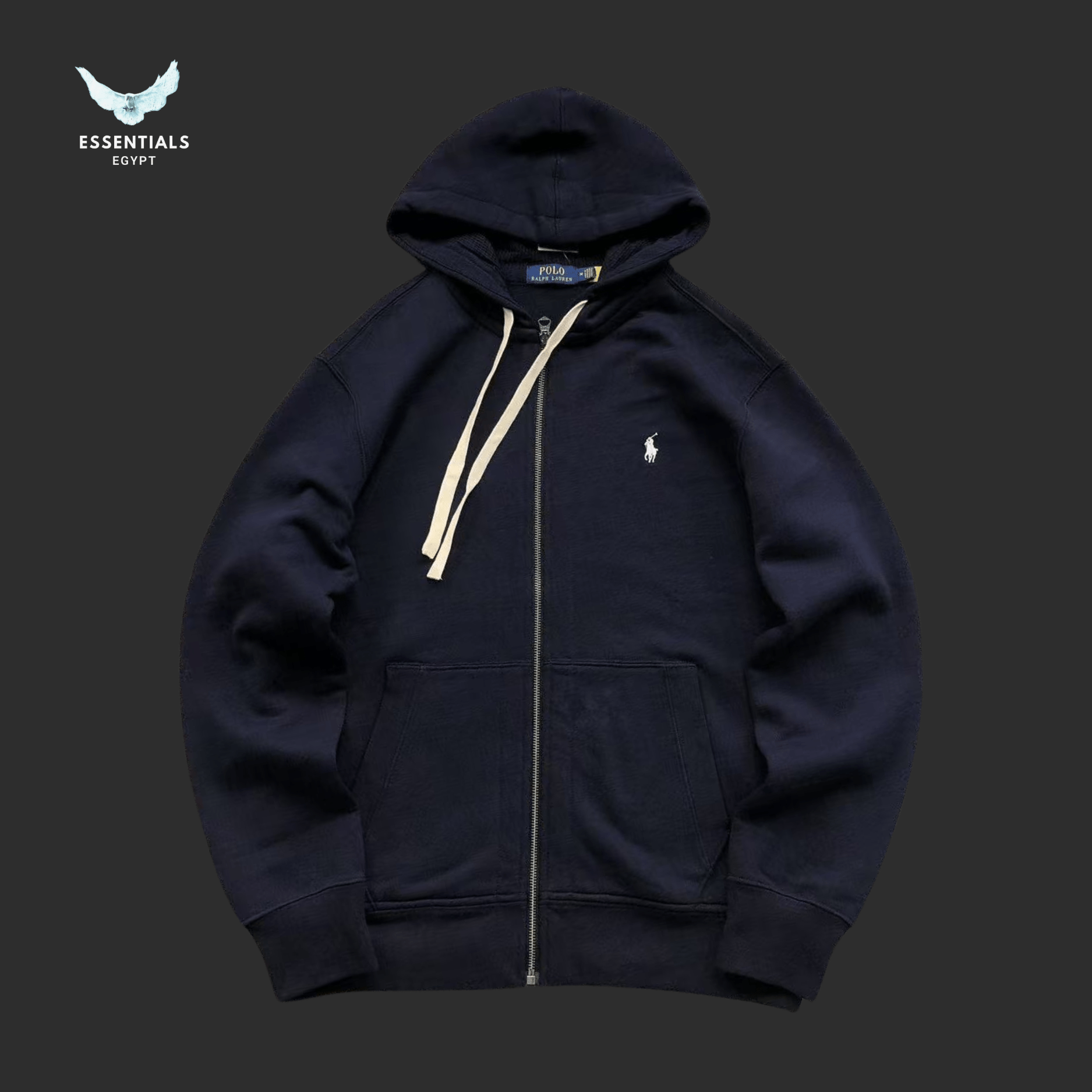 Ralph Lauren Zip Hoodie – Grey & Black - ESSENTIALS EGYPT