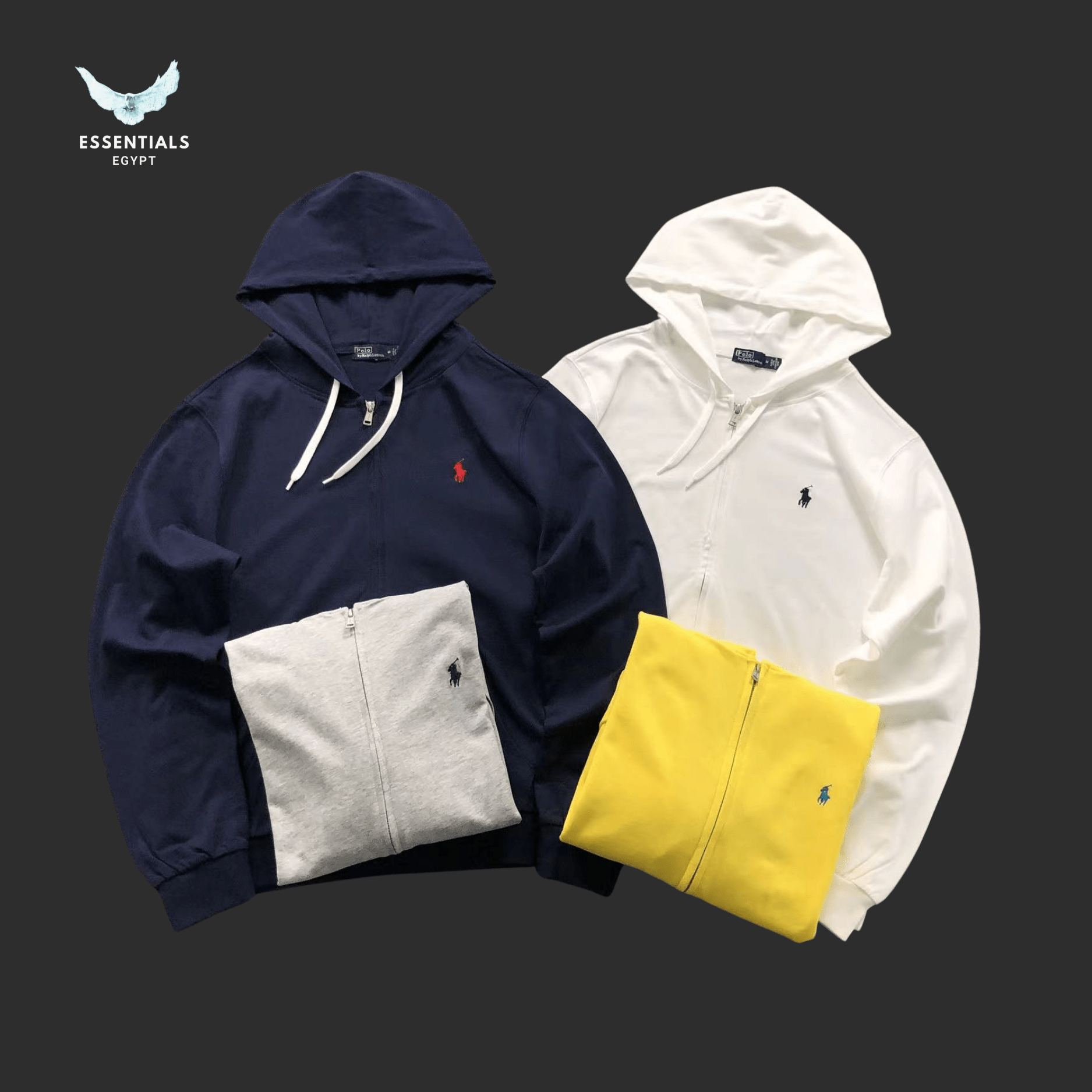 Ralph Lauren Hoodie – Two - Tone Navy & White - ESSENTIALS EGYPT
