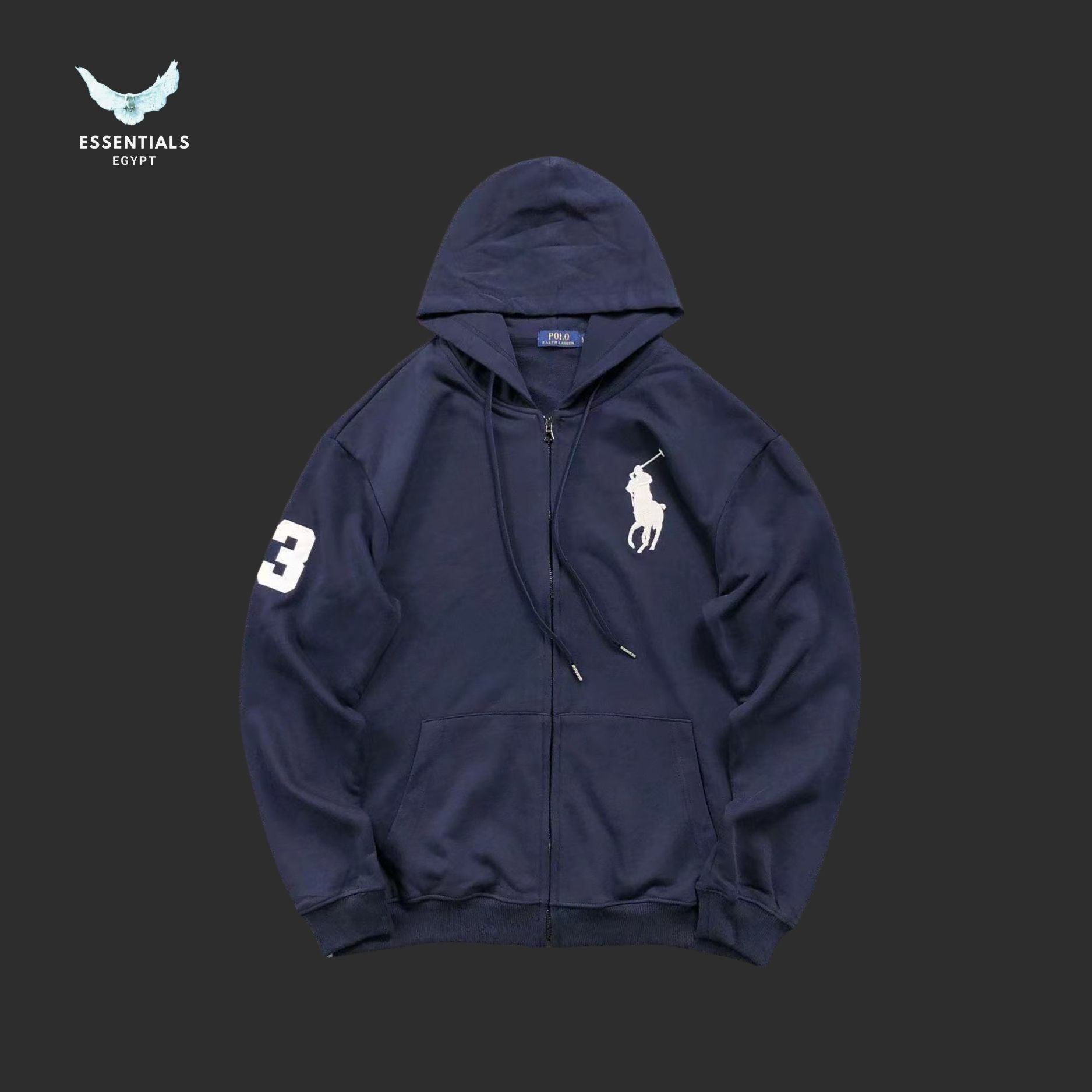 Ralph Lauren Hoodie – Polo Logo Black & Grey - ESSENTIALS EGYPT