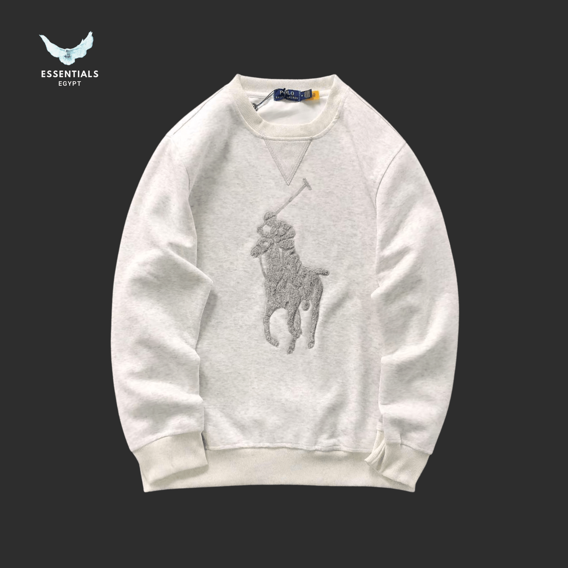 Ralph Lauren Big Pony Sweatshirt – White & Navy - ESSENTIALS EGYPT