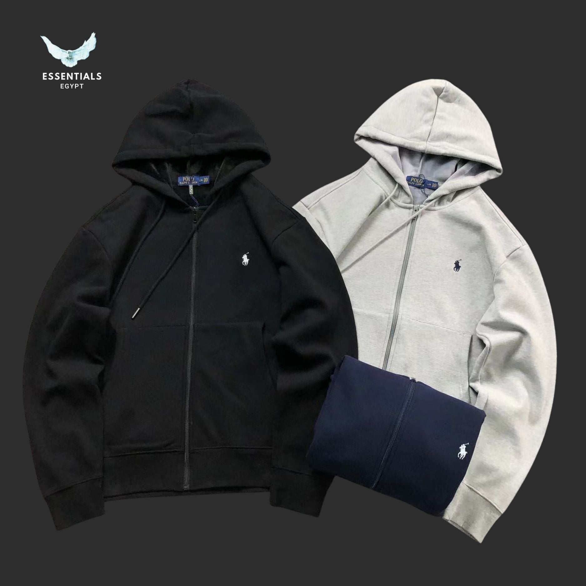 Ralph Lauren Zip Hoodie – Minimal Logo Edition - ESSENTIALS EGYPT