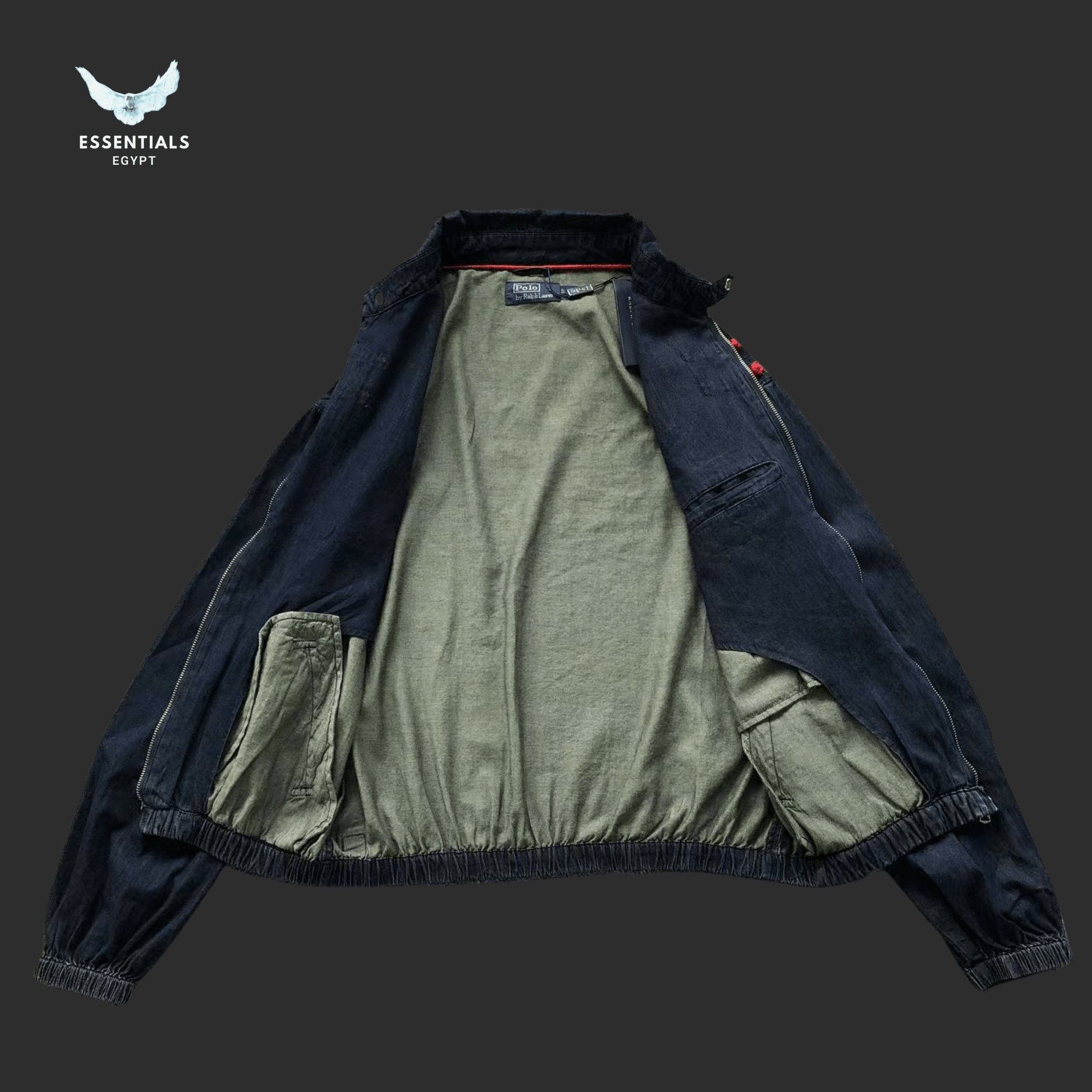 Ralph Lauren Denim Bomber Jacket – Red Pony Logo - ESSENTIALS EGYPT