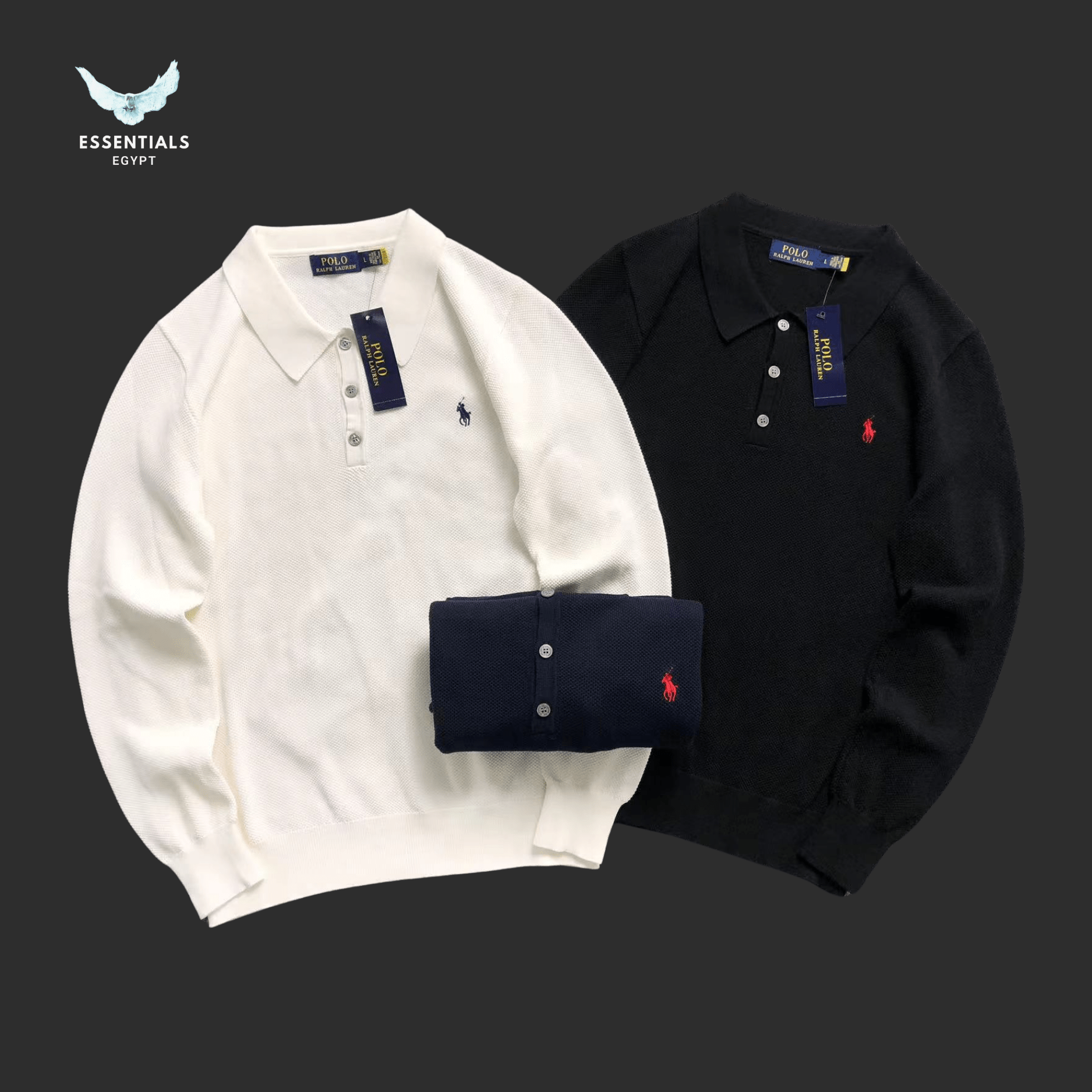 Ralph Lauren Long Sleeve Polo – Black - ESSENTIALS EGYPT