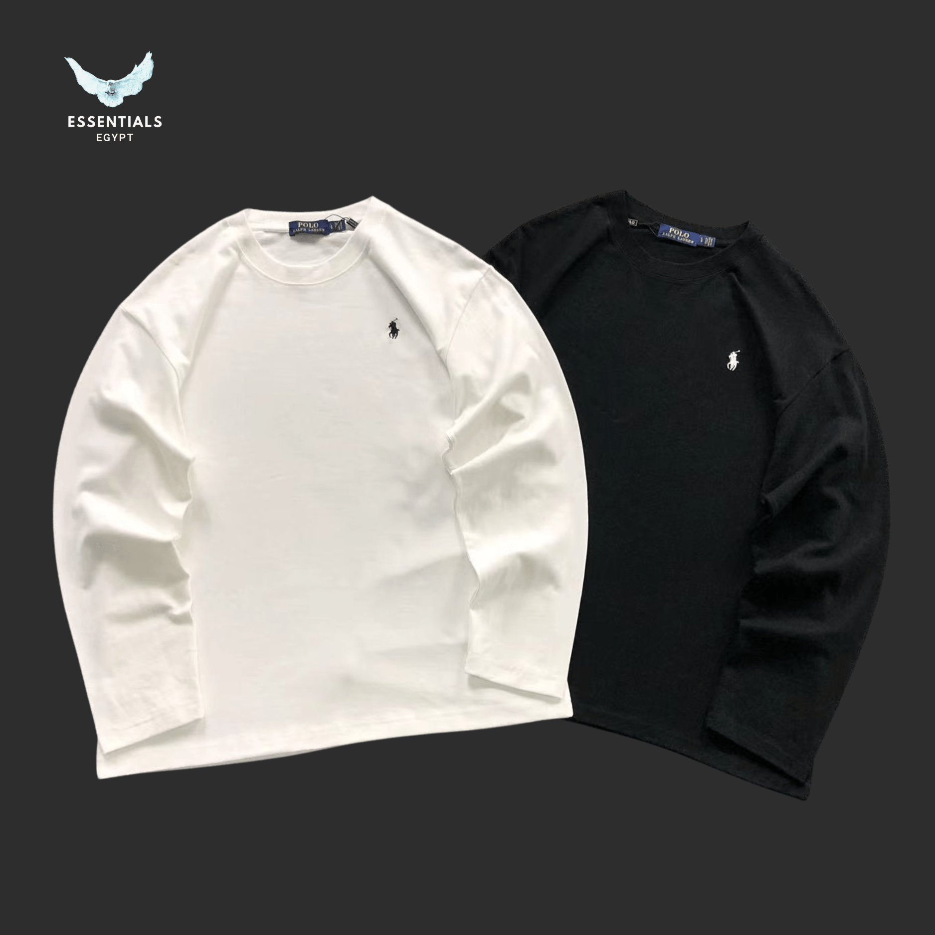 Ralph Lauren Long Sleeve Tee – Classic Black & White - ESSENTIALS EGYPT