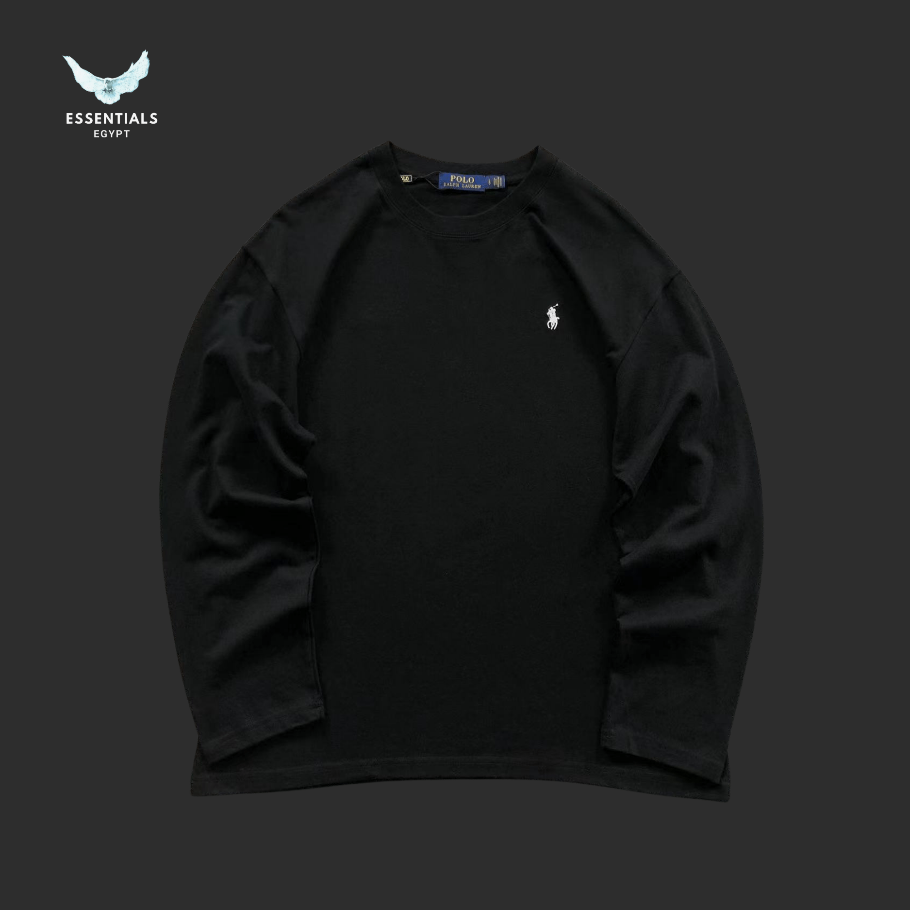 Ralph Lauren Long Sleeve Tee – Classic Black & White - ESSENTIALS EGYPT
