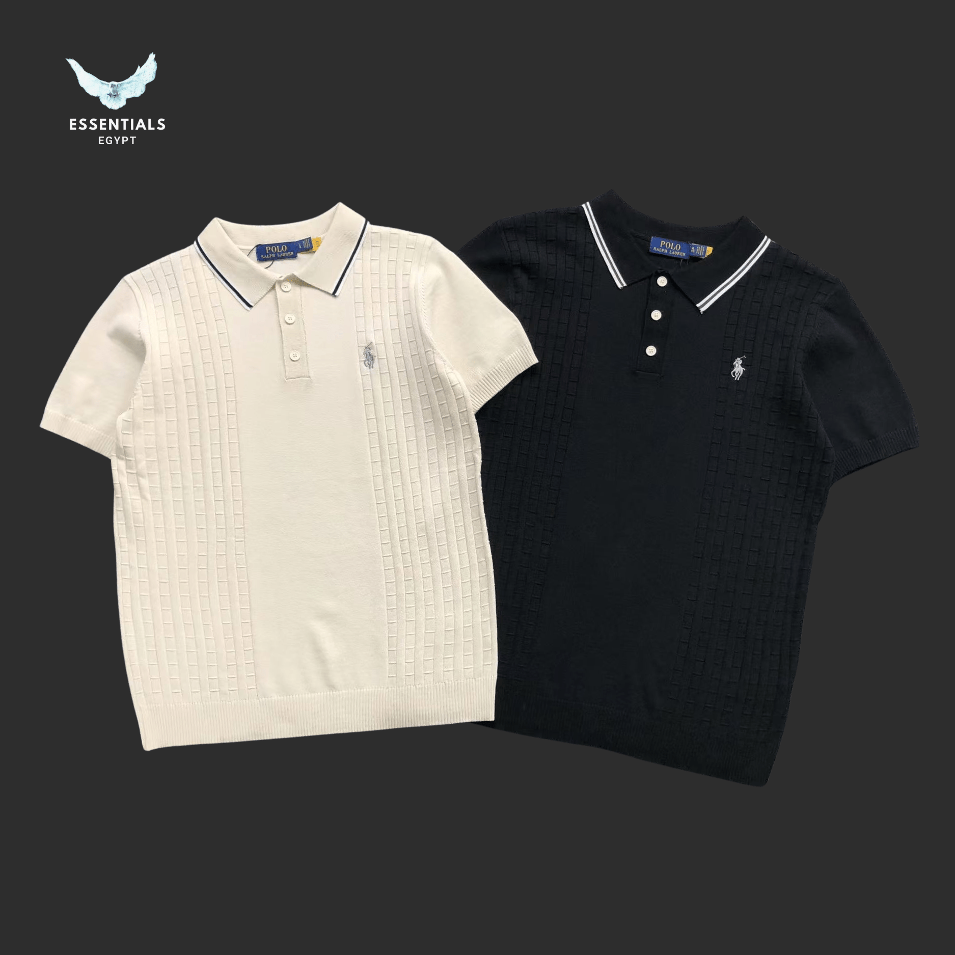 Ralph Lauren Polo – Knit Texture (White & Black) - ESSENTIALS EGYPT