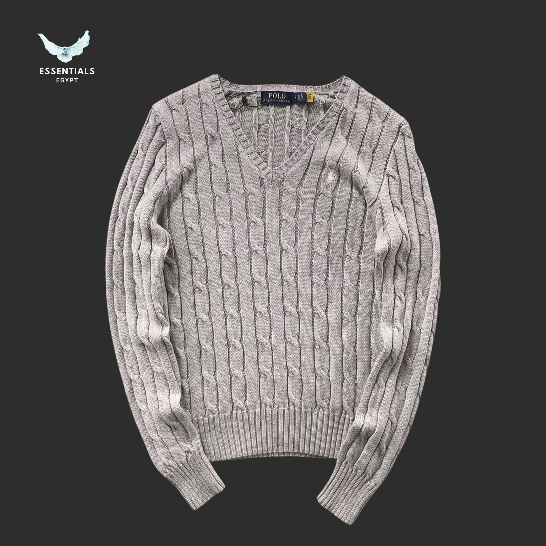 Ralph Lauren V - Neck Sweater – Navy & Cream - ESSENTIALS EGYPT