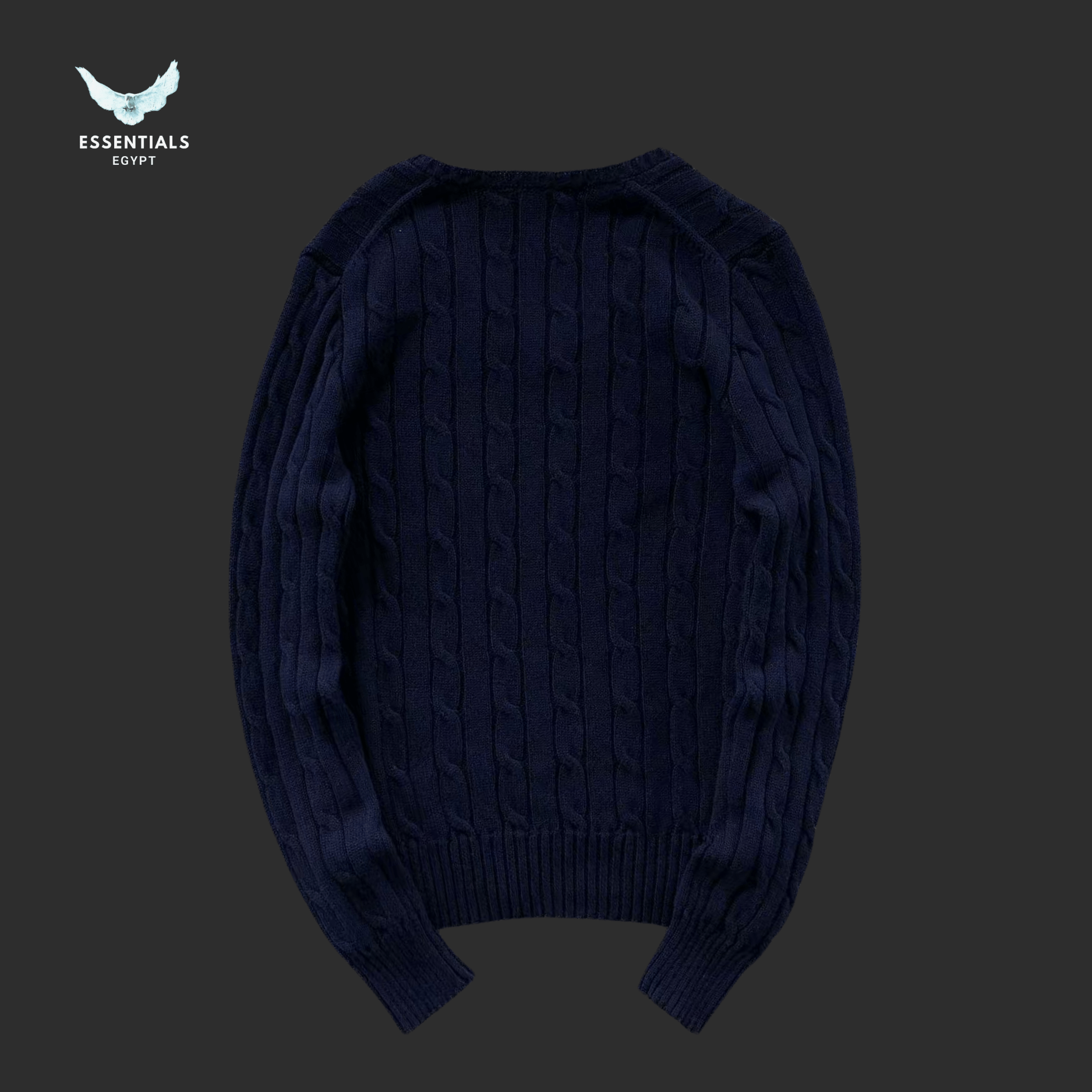 Ralph Lauren V - Neck Sweater – Navy & Cream - ESSENTIALS EGYPT