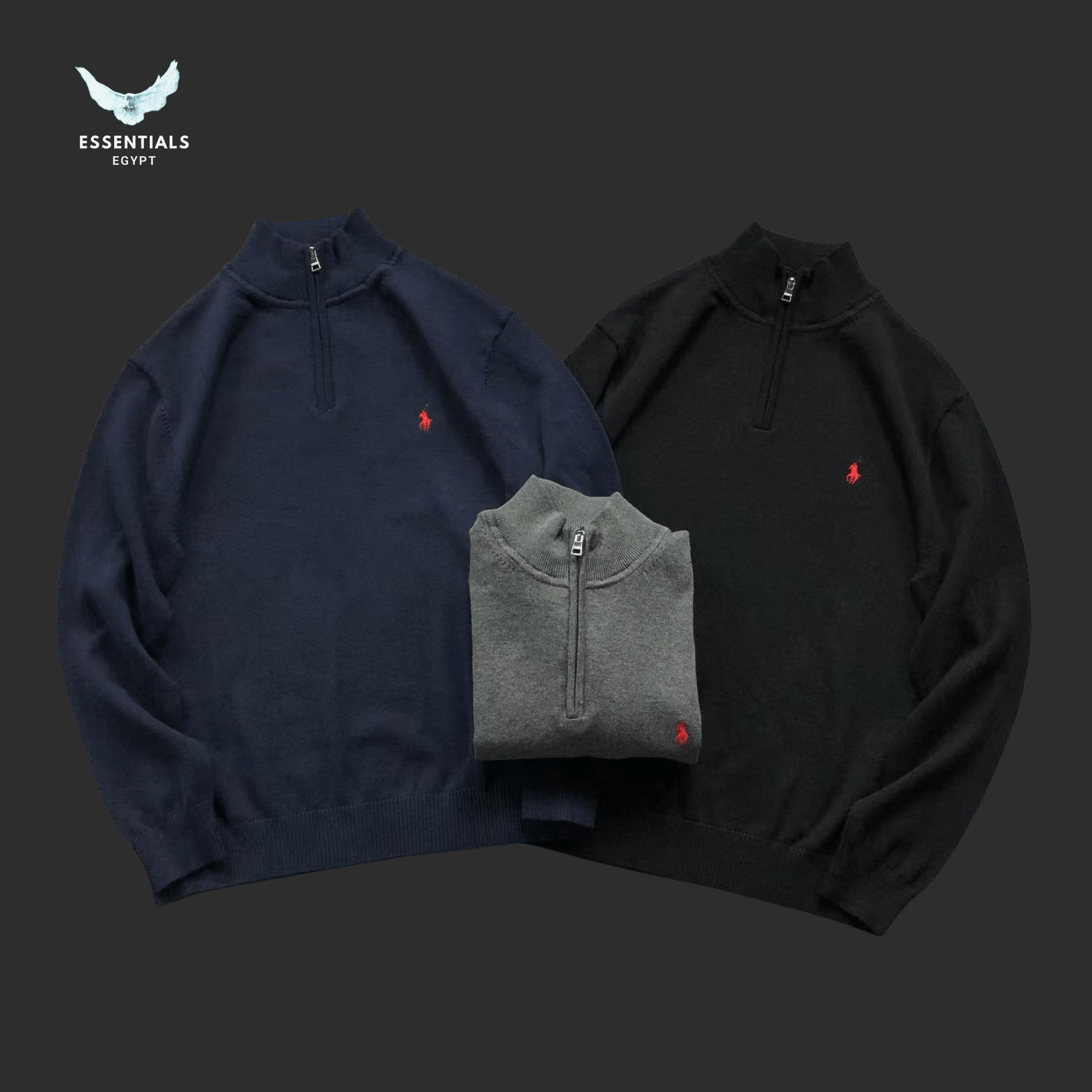 Ralph Lauren Sweatshirt – Quarter - Zip Essentials - ESSENTIALS EGYPT