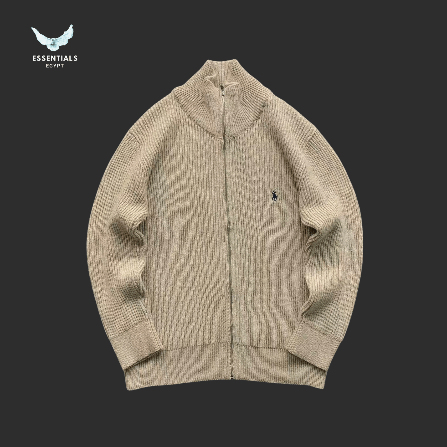 Ralph Lauren Cable Knit Sweatshirt – Cream & Grey - ESSENTIALS EGYPT