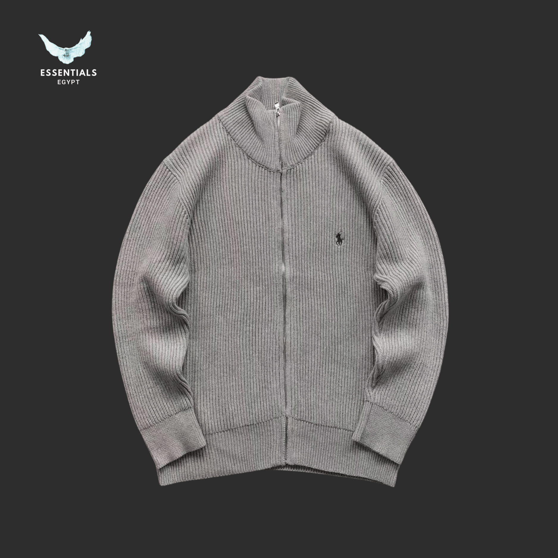 Ralph Lauren Cable Knit Sweatshirt – Cream & Grey - ESSENTIALS EGYPT