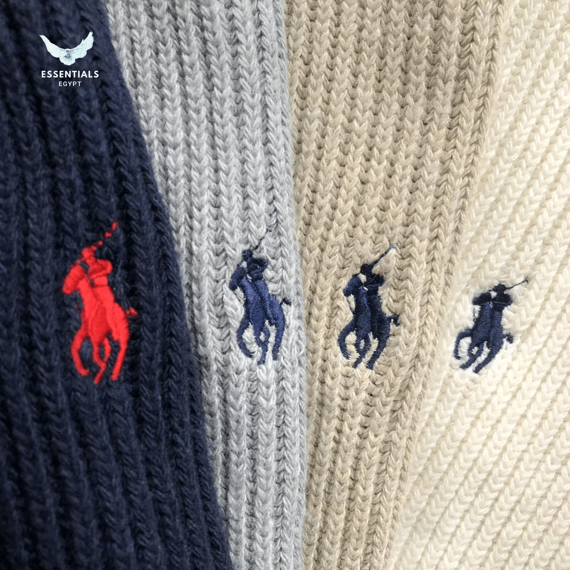 Ralph Lauren Cable Knit Sweatshirt – Cream & Grey - ESSENTIALS EGYPT