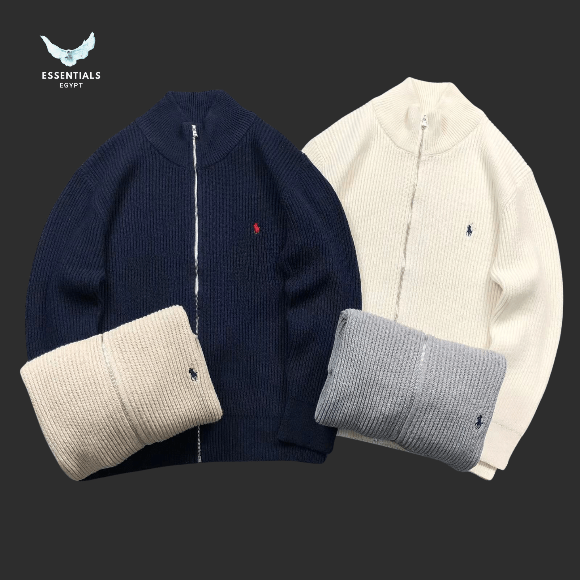 Ralph Lauren Pullover – Ribbed Full - Zip Knit - ESSENTIALS EGYPT