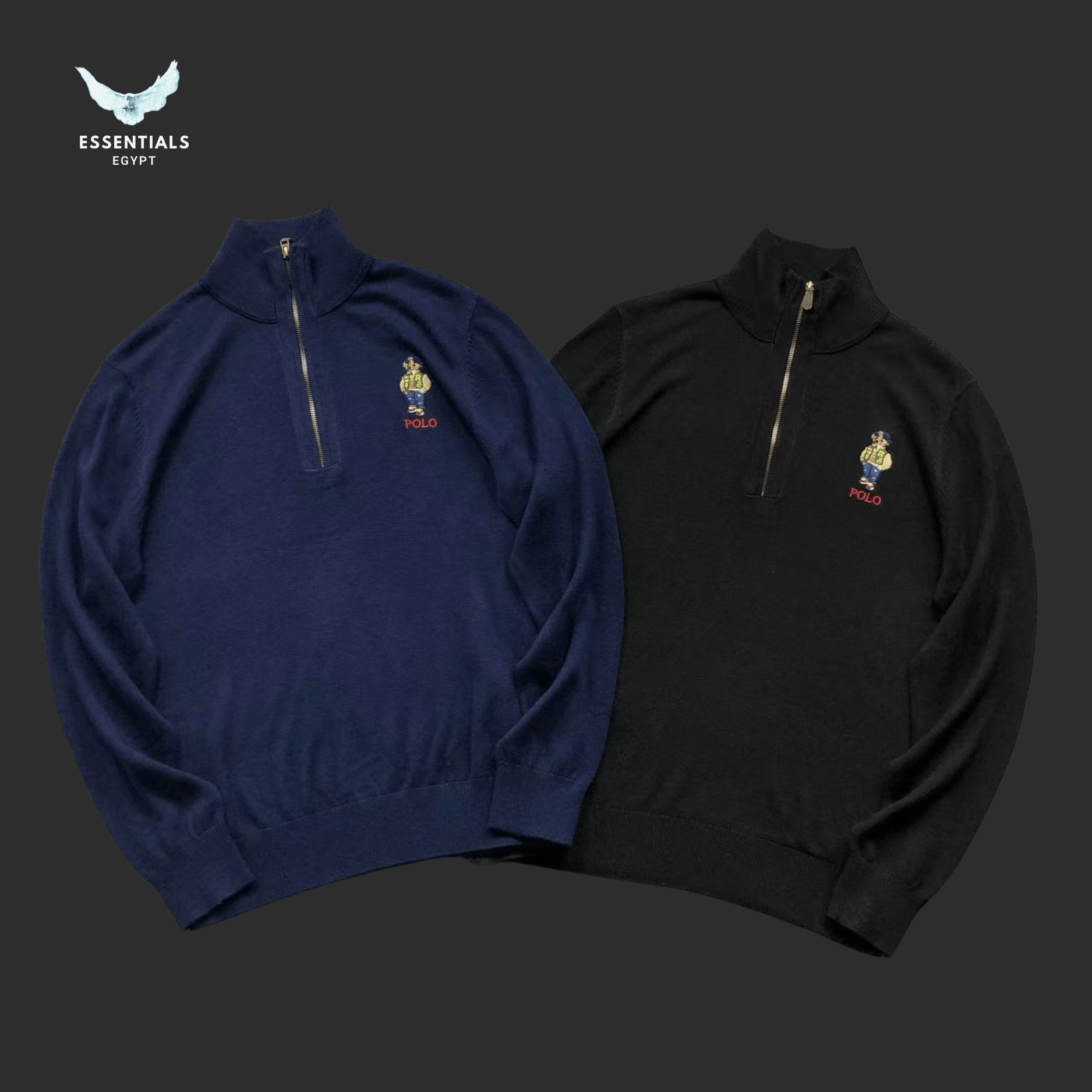 Ralph Lauren Sweatshirt – Polo Bear Half - Zip - ESSENTIALS EGYPT