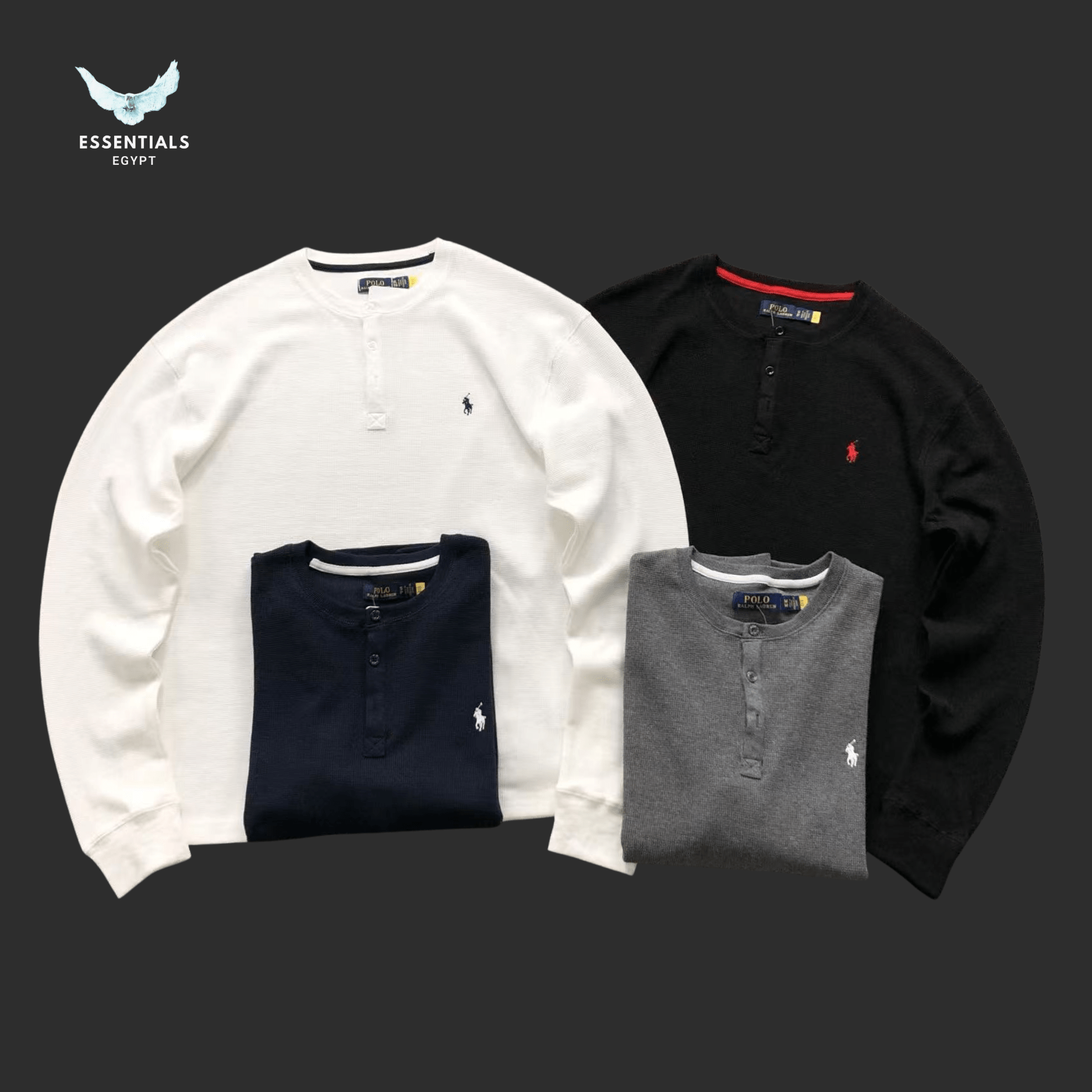 Ralph Lauren Henley Long Sleeve – Three - Button Cotton - ESSENTIALS EGYPT