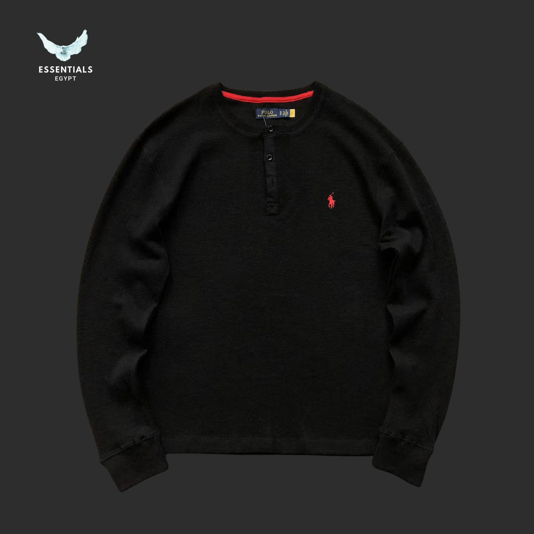 Ralph Lauren Henley Long Sleeve – Three - Button Cotton - ESSENTIALS EGYPT