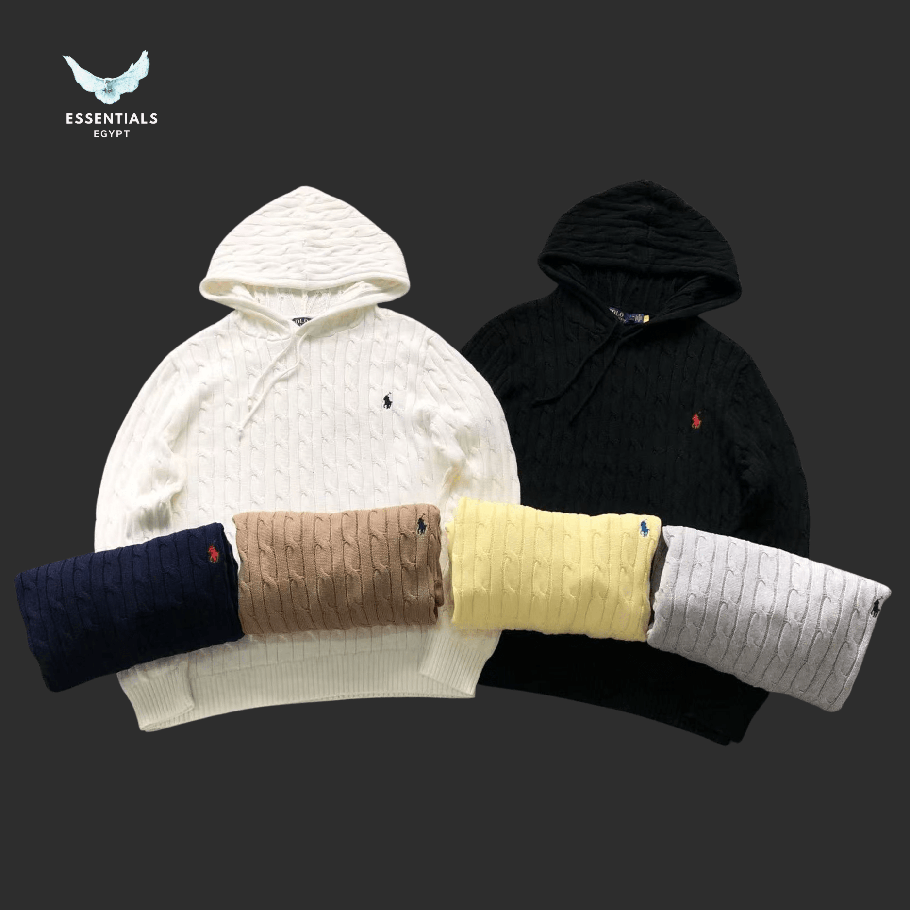 Ralph Lauren Cable Knit Hoodie – Premium Cotton Knit - ESSENTIALS EGYPT